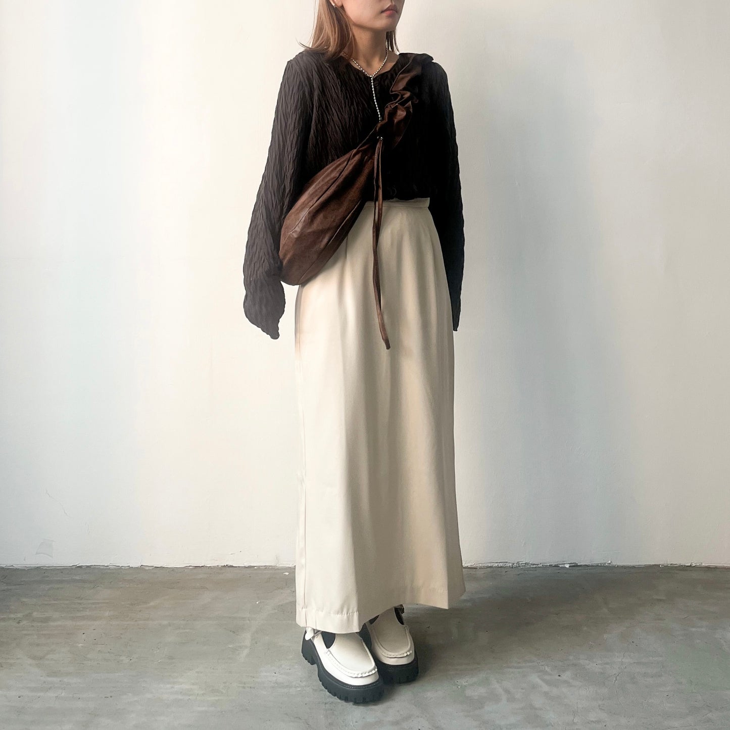TP228- 2 Ways Tree Pattern Top | Ivory | Brown | Charcoal