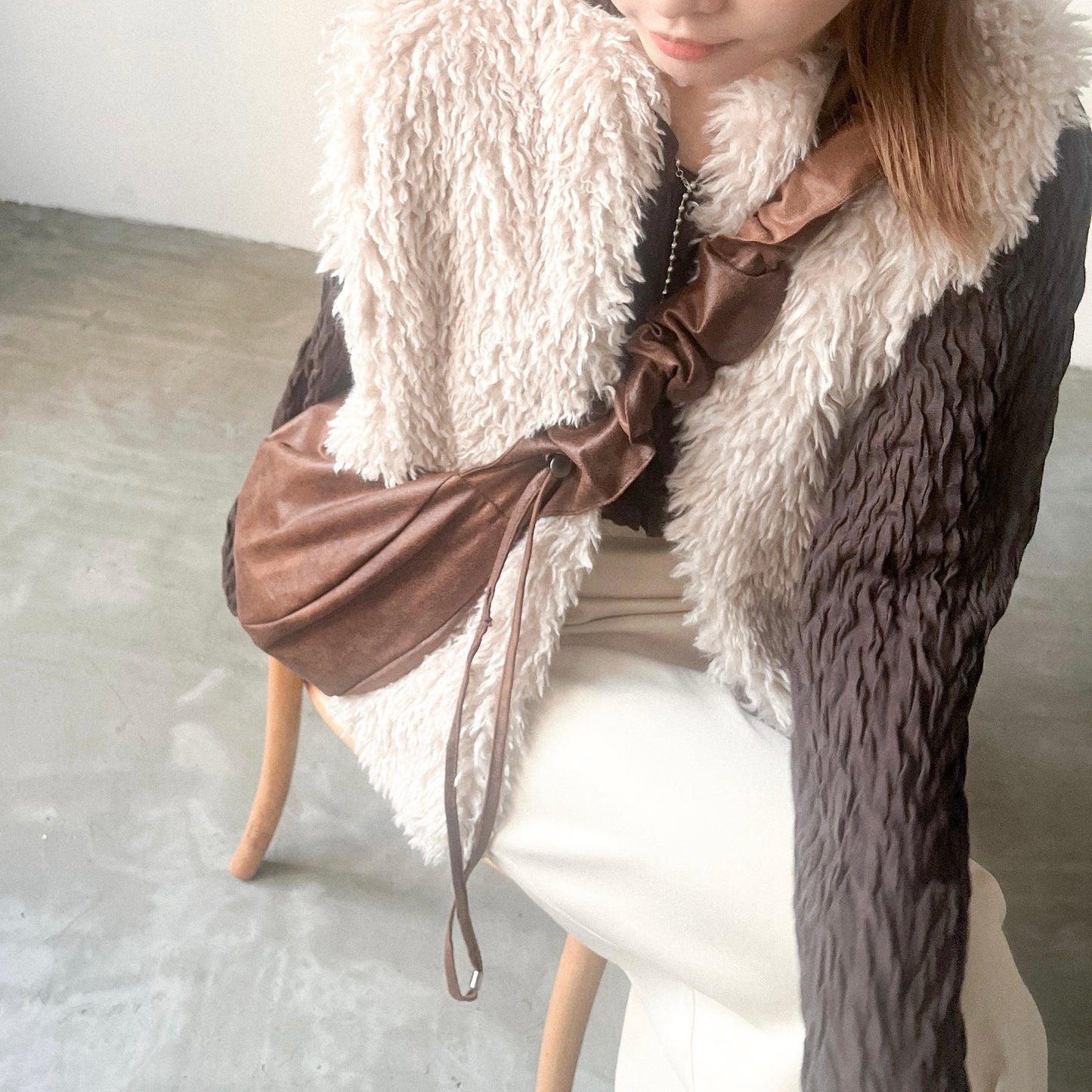 JK06- Momo Vest Cardigan | Ivory | Charcoal
