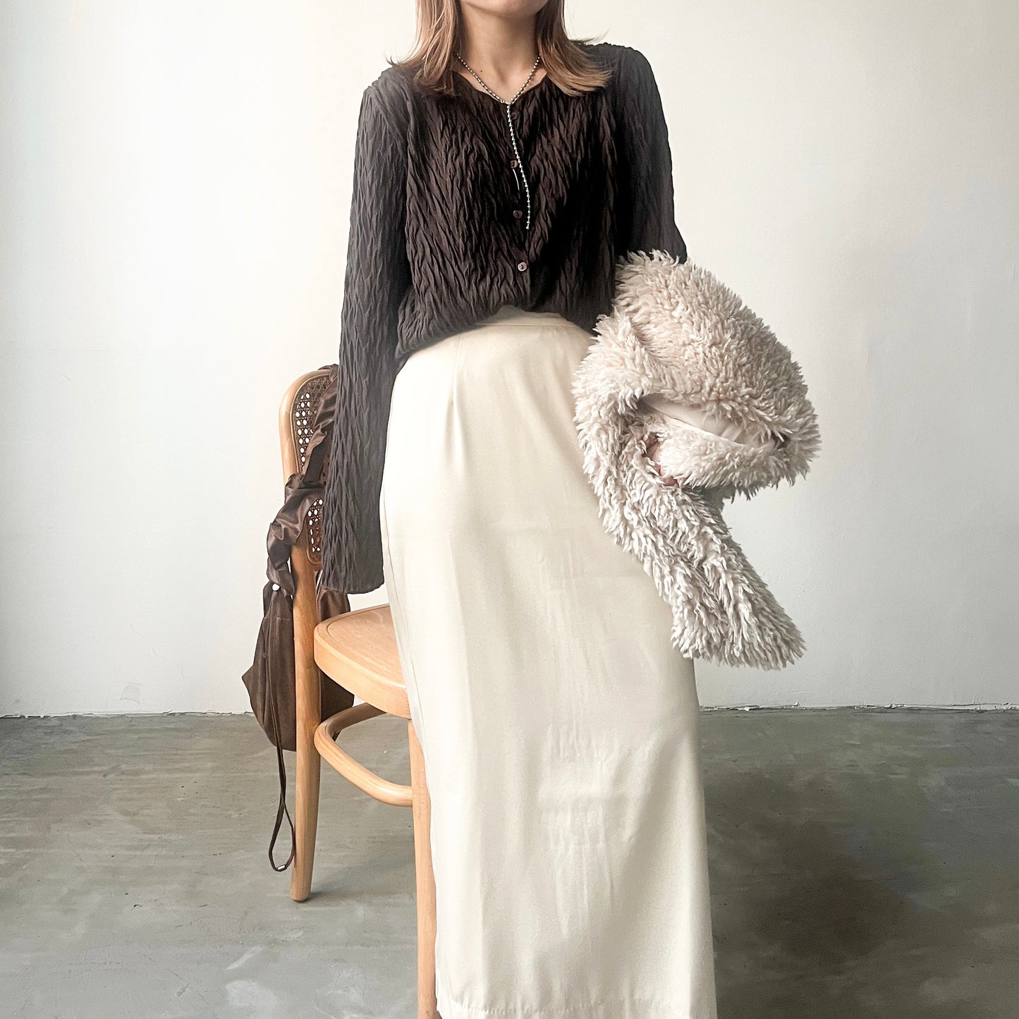 TP228- 2 Ways Tree Pattern Top | Ivory | Brown | Charcoal