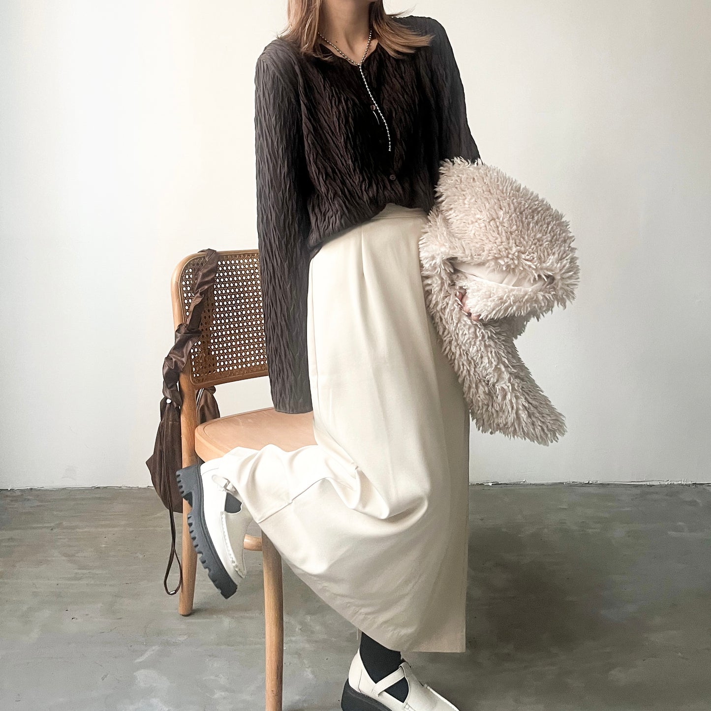 TP228- 2 Ways Tree Pattern Top | Ivory | Brown | Charcoal
