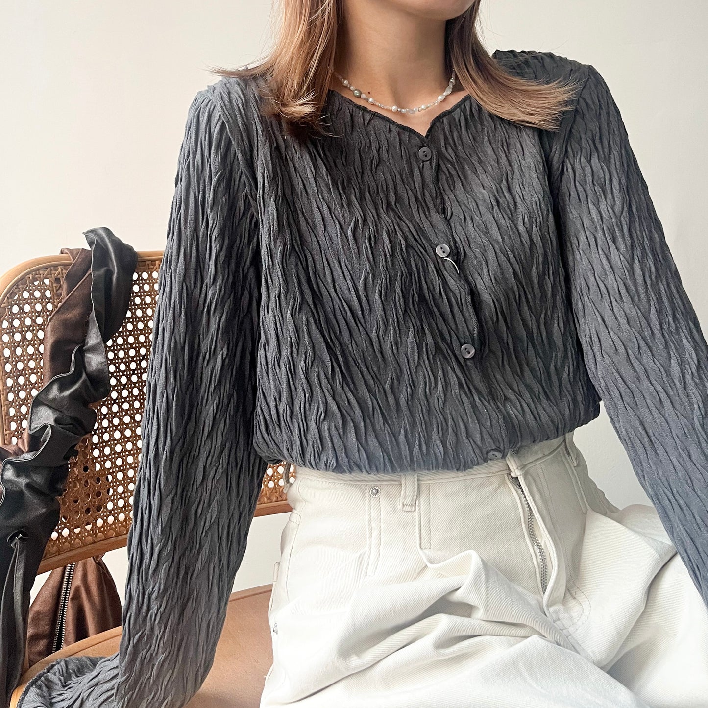 TP228- 2 Ways Tree Pattern Top | Ivory | Brown | Charcoal