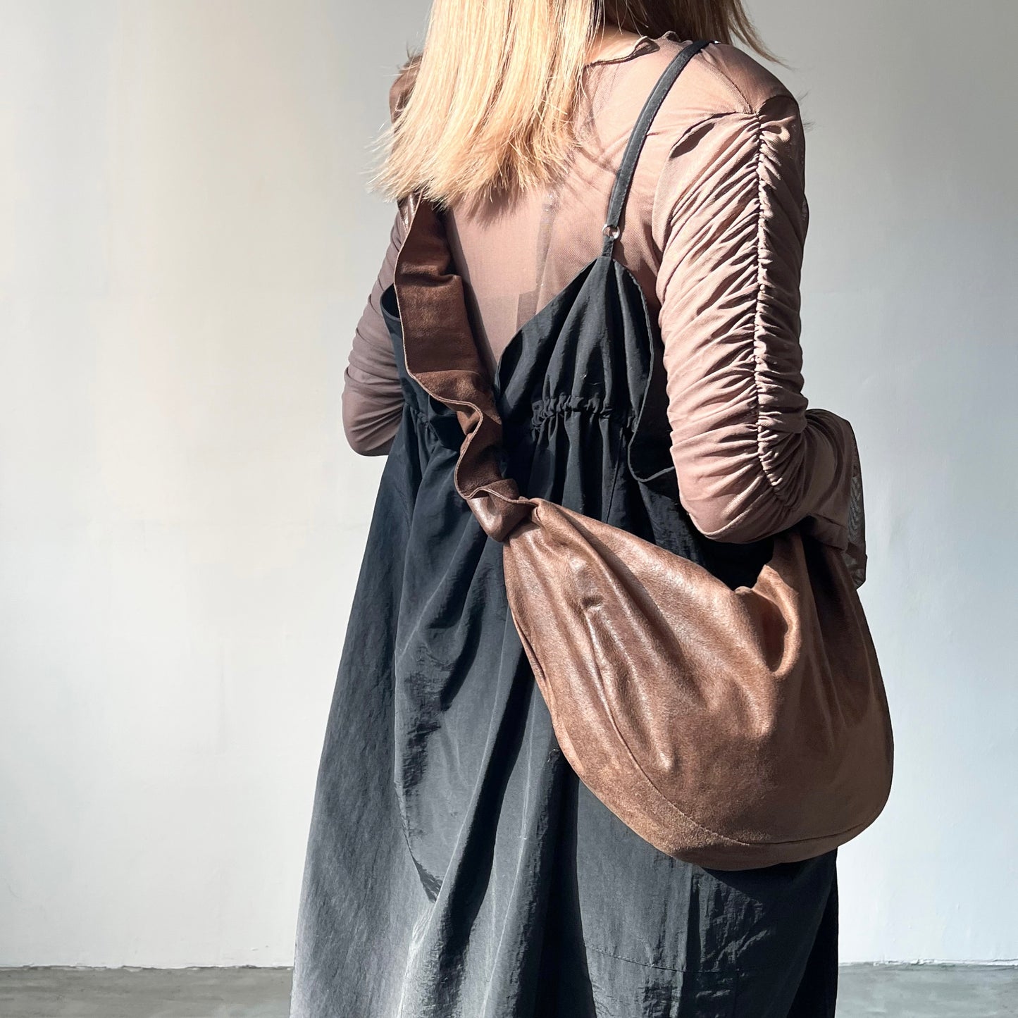 TP225- See-through Sleeve Top | Ivory | Brown | Black