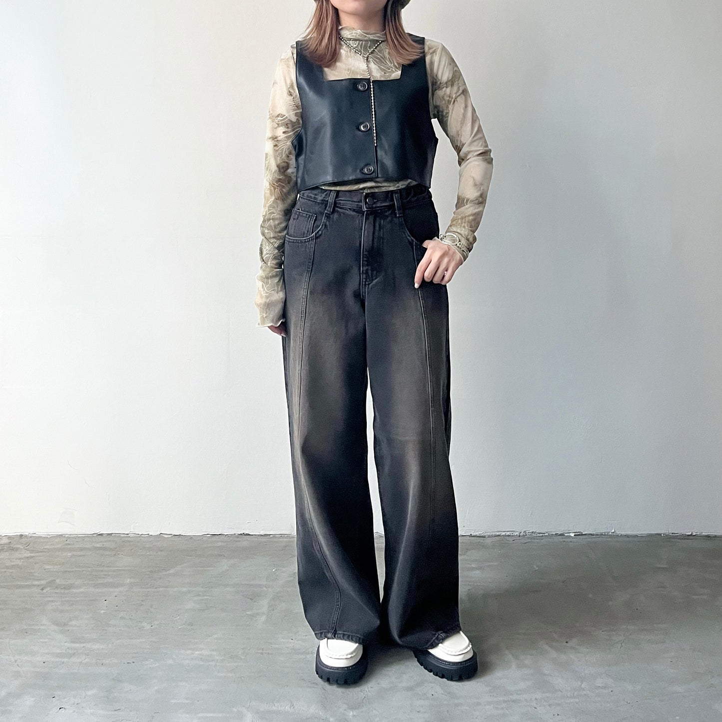 TP227- Leather Gilet | Black