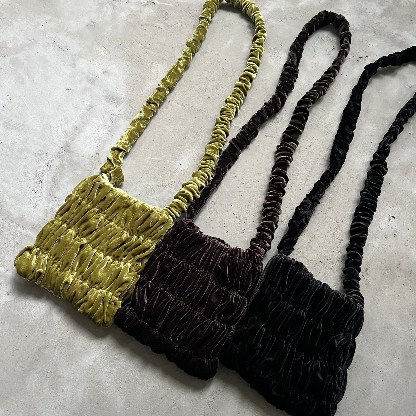 BG23- Mini Fannel Crinkle Bag | Beige | Green | Brown | Black