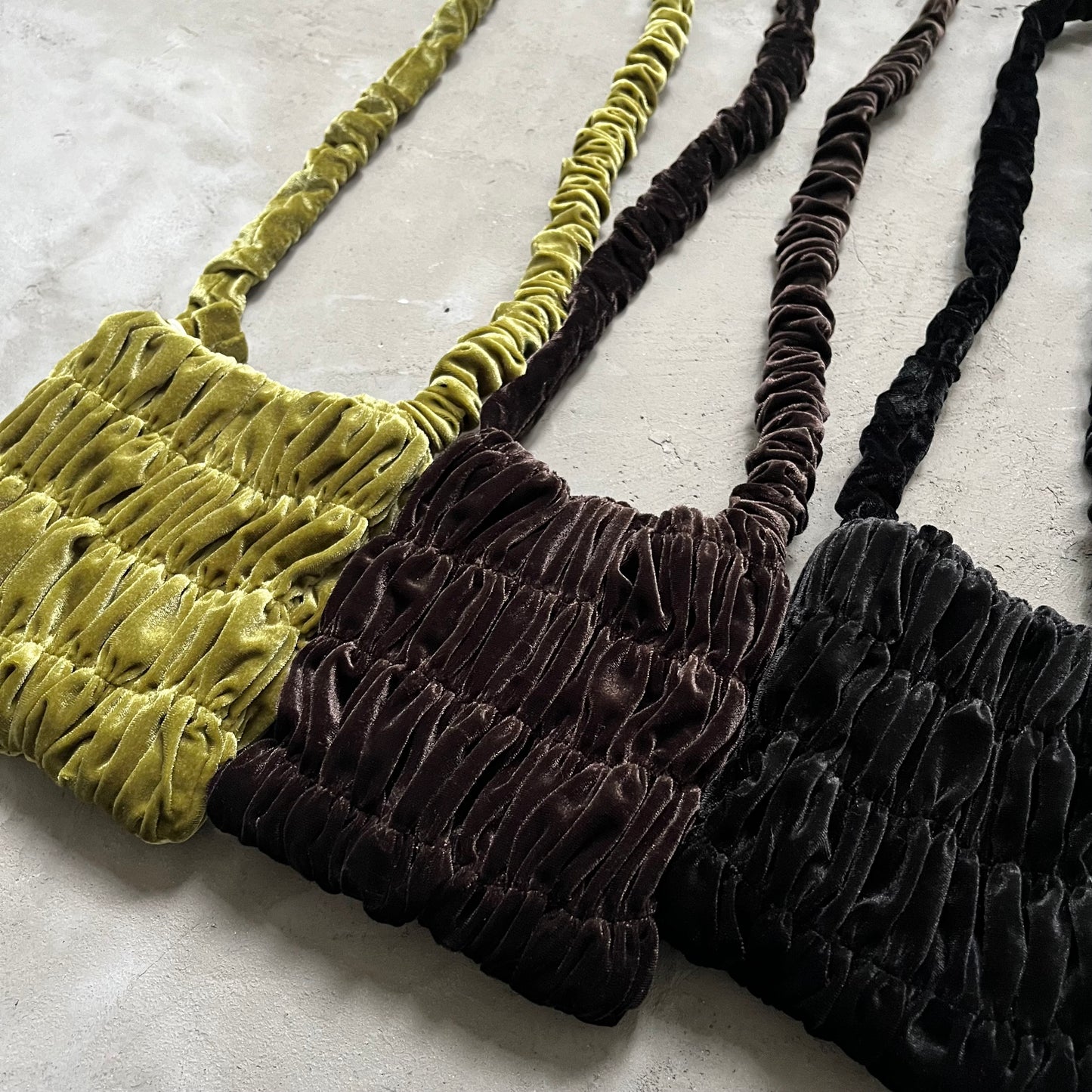 BG23- Mini Fannel Crinkle Bag | Beige | Green | Brown | Black
