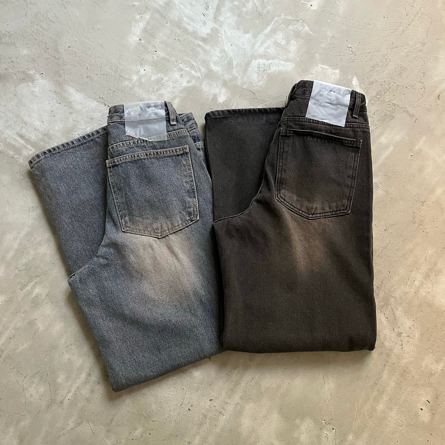 PT38-洗水闊腳牛仔褲 | Navy | Black ( Eco friendly)
