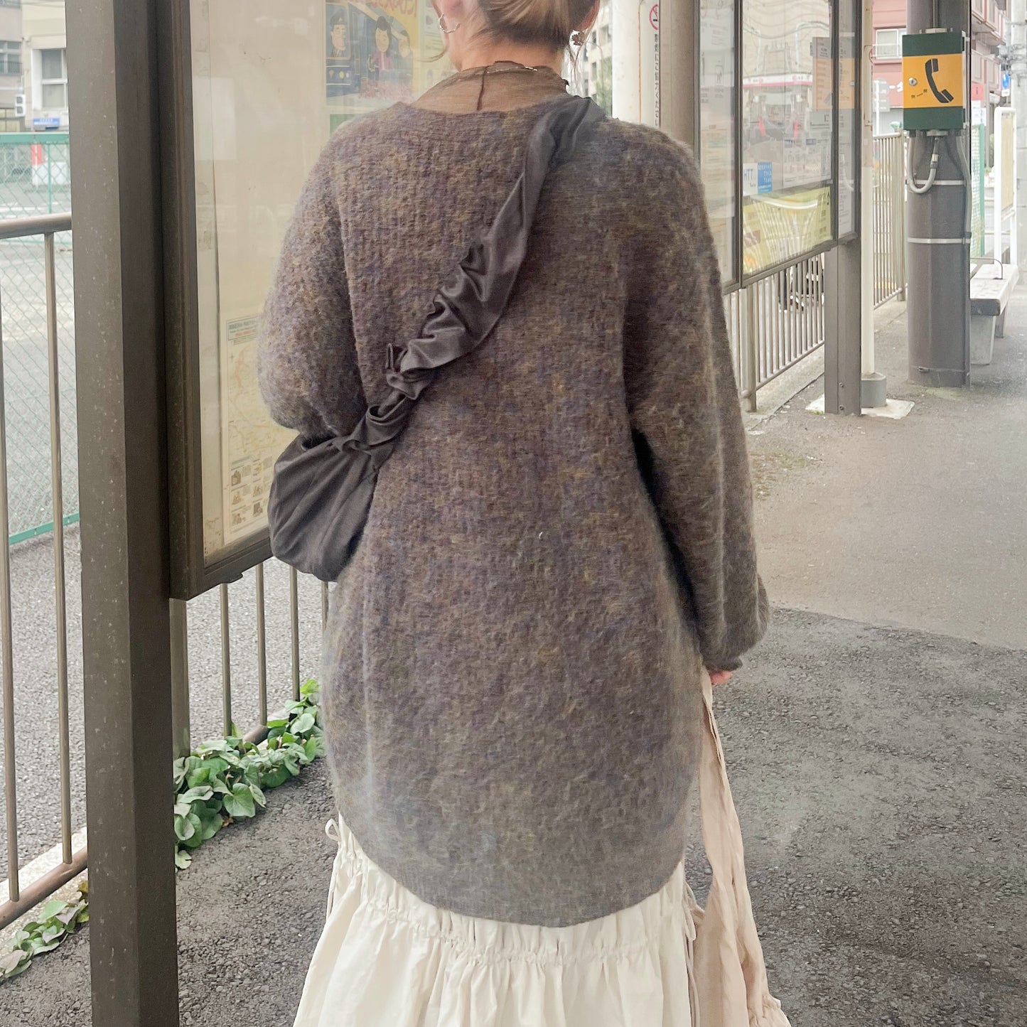 JK10- 混色V Neck Knitted Cardigan | Ivory | Brown | Navy