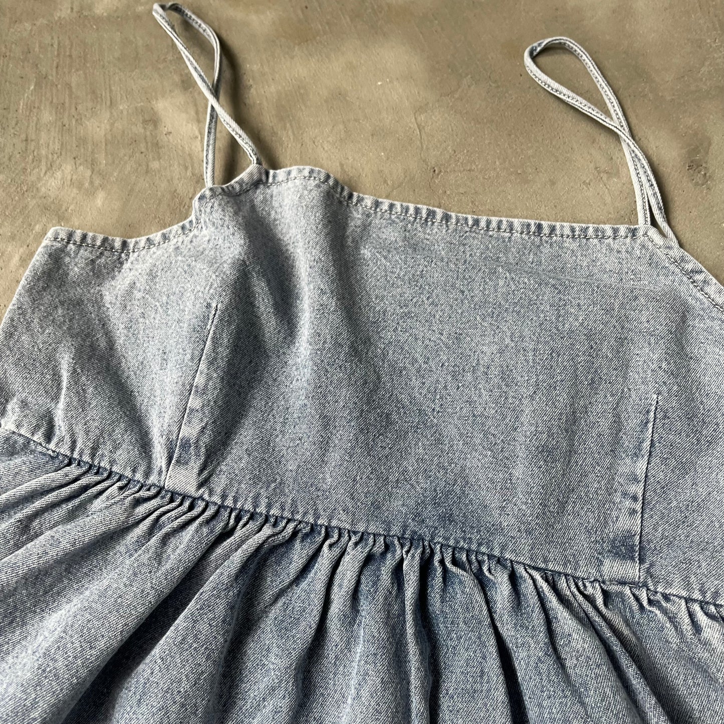 TP202- Black Ribbon Denim Top | Blue