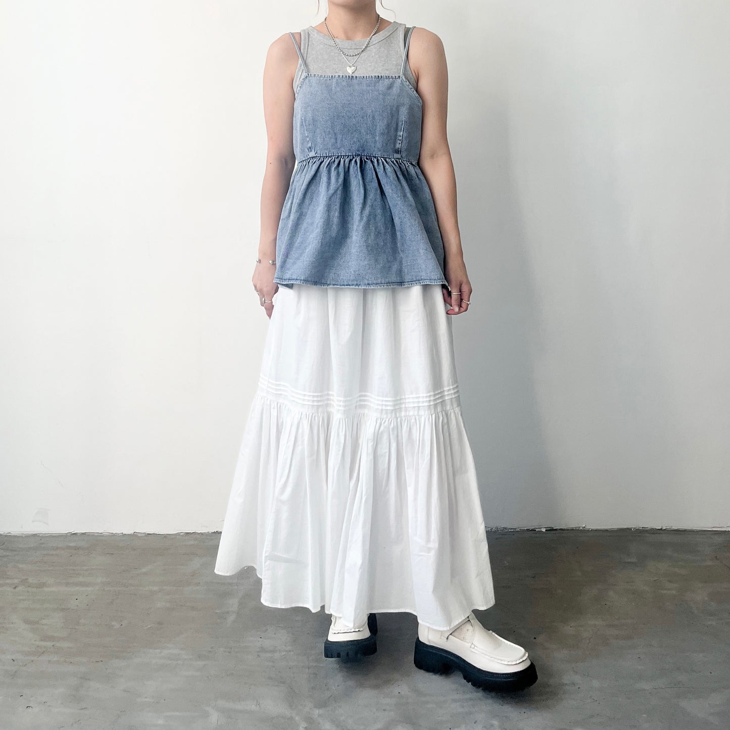 TP202- Black Ribbon Denim Top | Blue