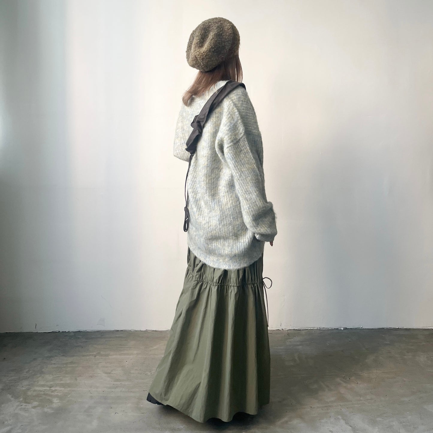 JK10- 混色V Neck Knitted Cardigan | Ivory | Brown | Navy