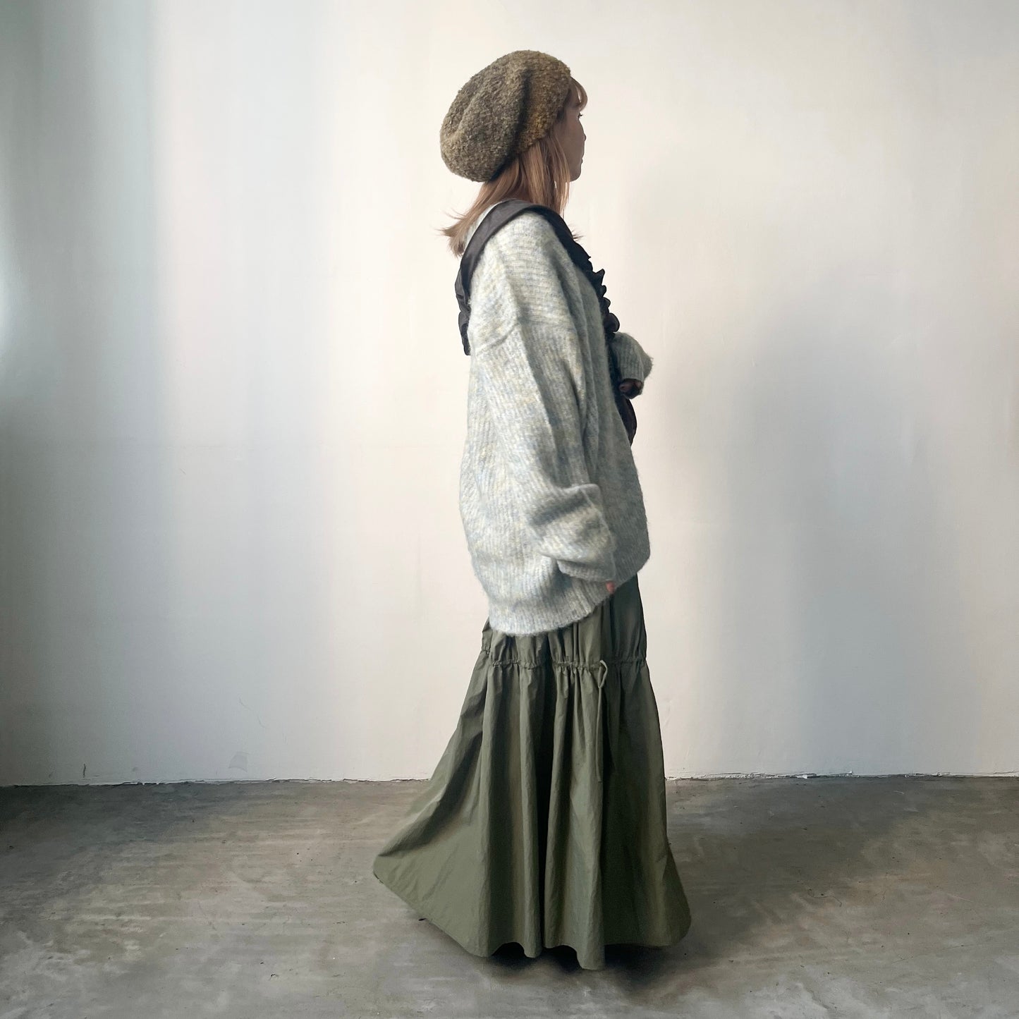 JK10- 混色V Neck Knitted Cardigan | Ivory | Brown | Navy