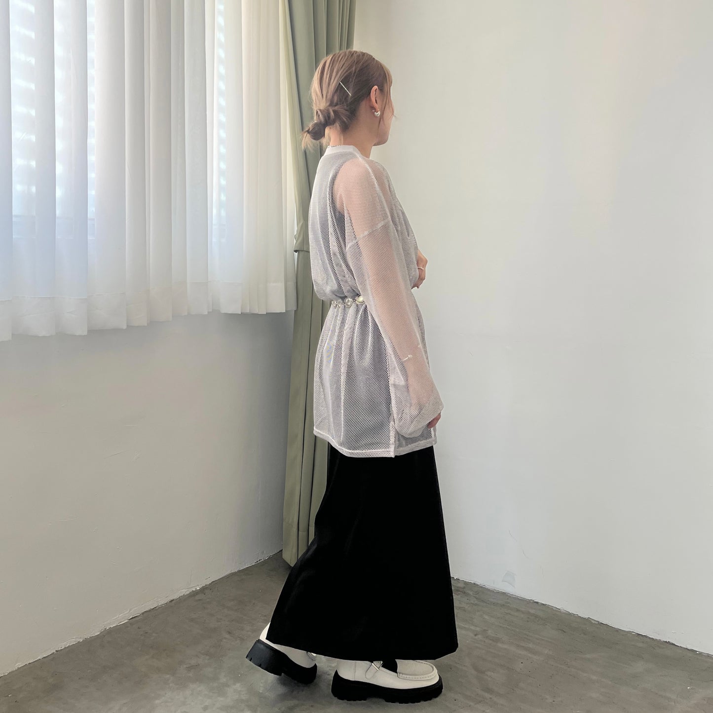 SK44- Twill Skirt | Ivory | Black