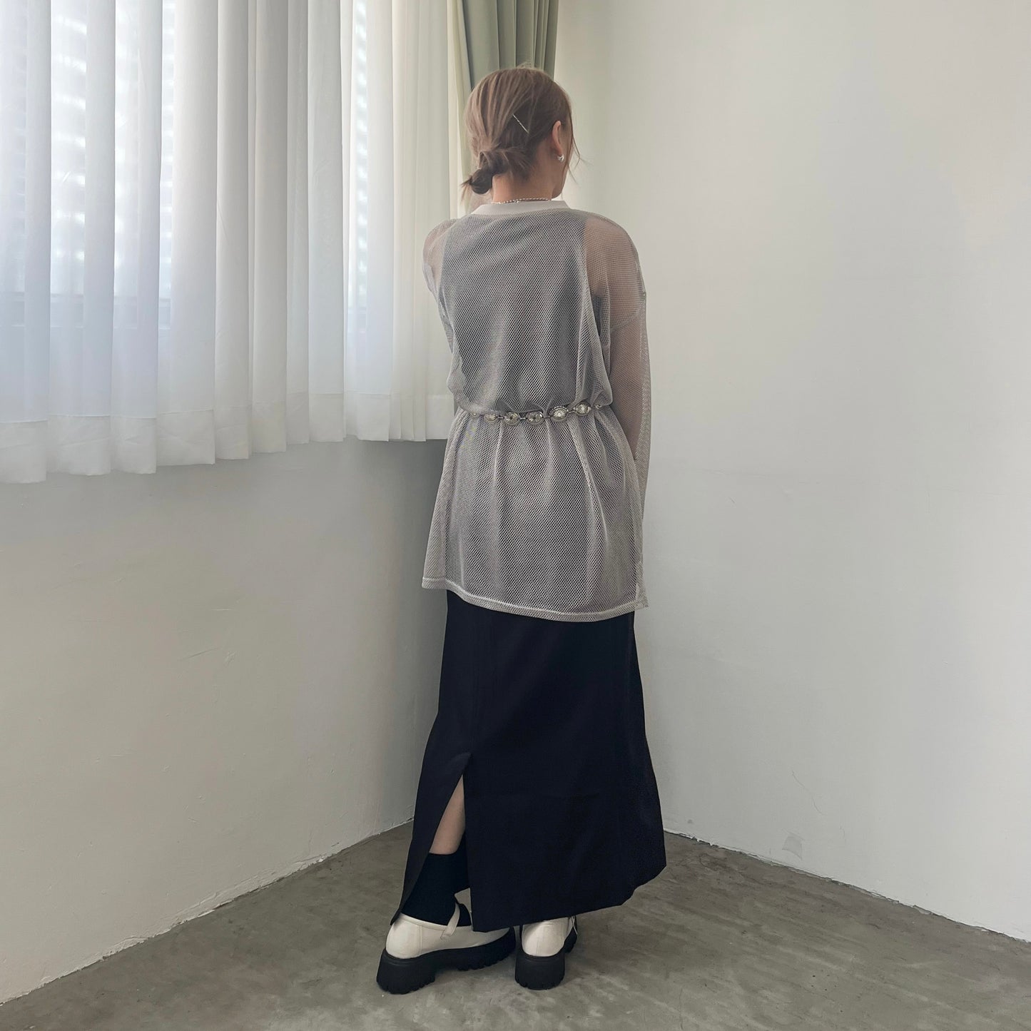 SK44- Twill Skirt | Ivory | Black