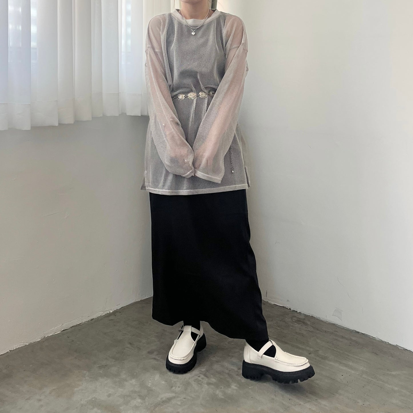 SK44- Twill Skirt | Ivory | Black