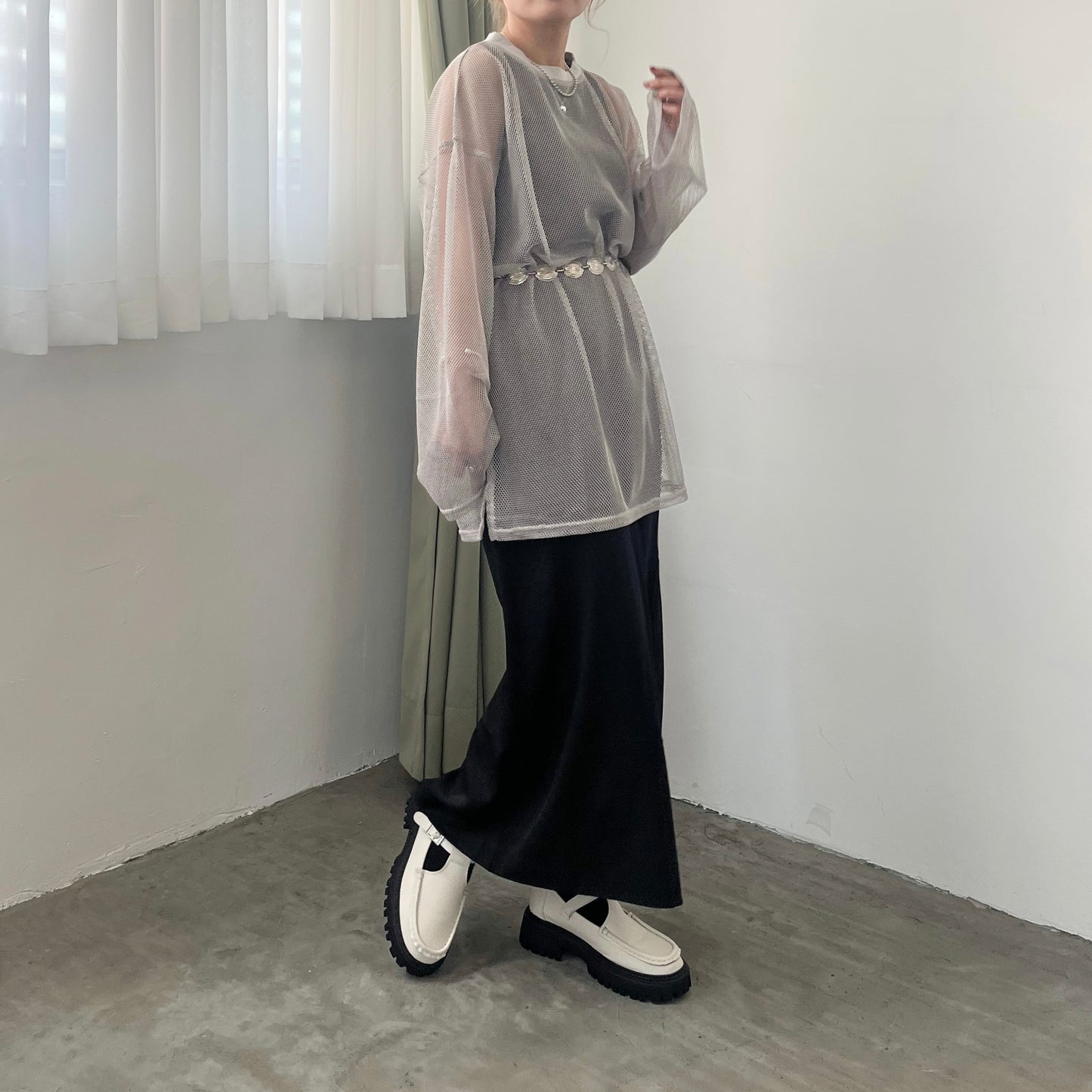 SK44- Twill Skirt | Ivory | Black