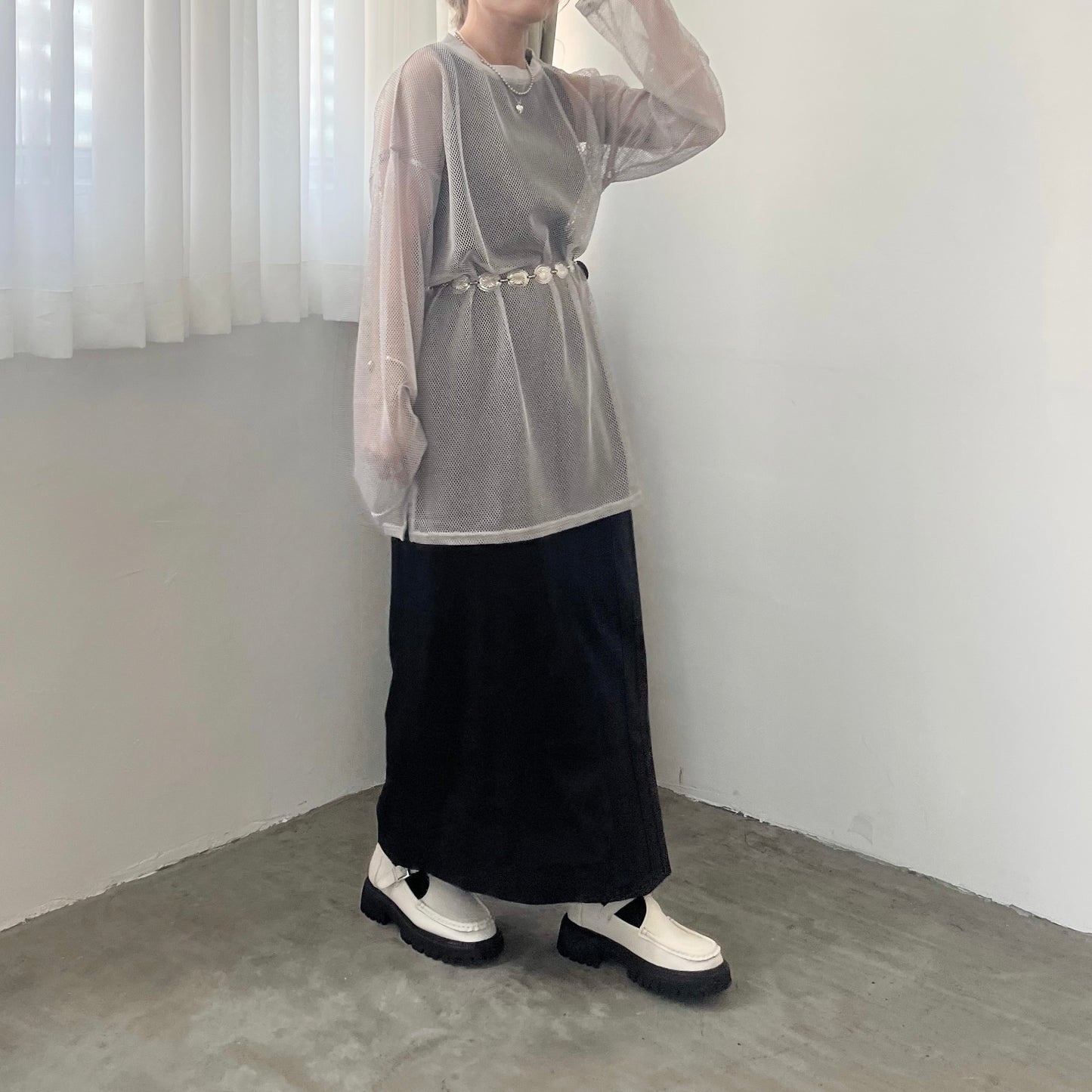 SK44- Twill Skirt | Ivory | Black