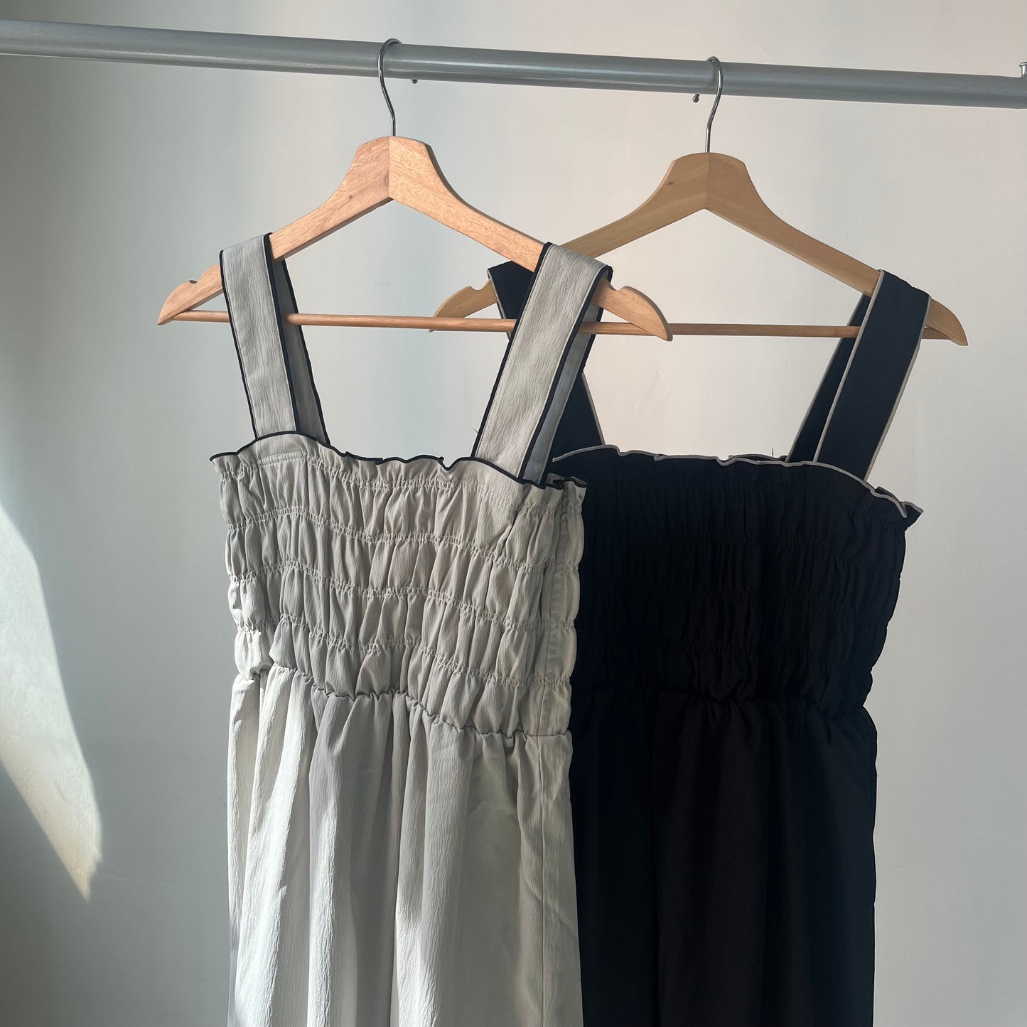 OP47- Camisoles Ruffle One Piece | Grey | Black