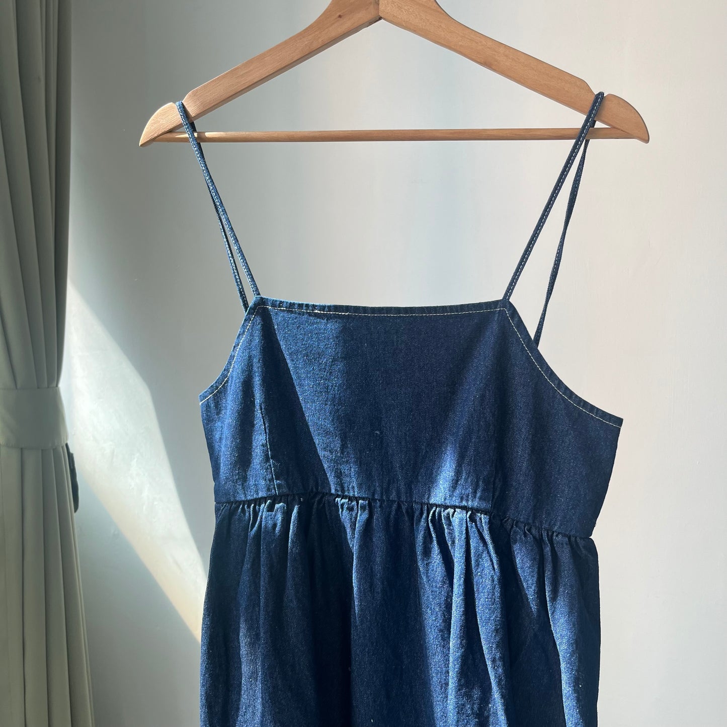 OP48- Black Ribbon Denim Dress | Navy