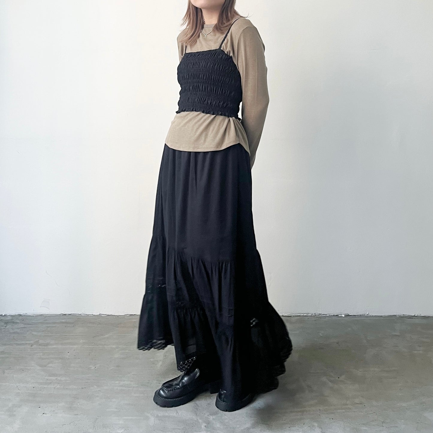 TP208- Crinkle Camisole Vest | Ivory | Grey | Black