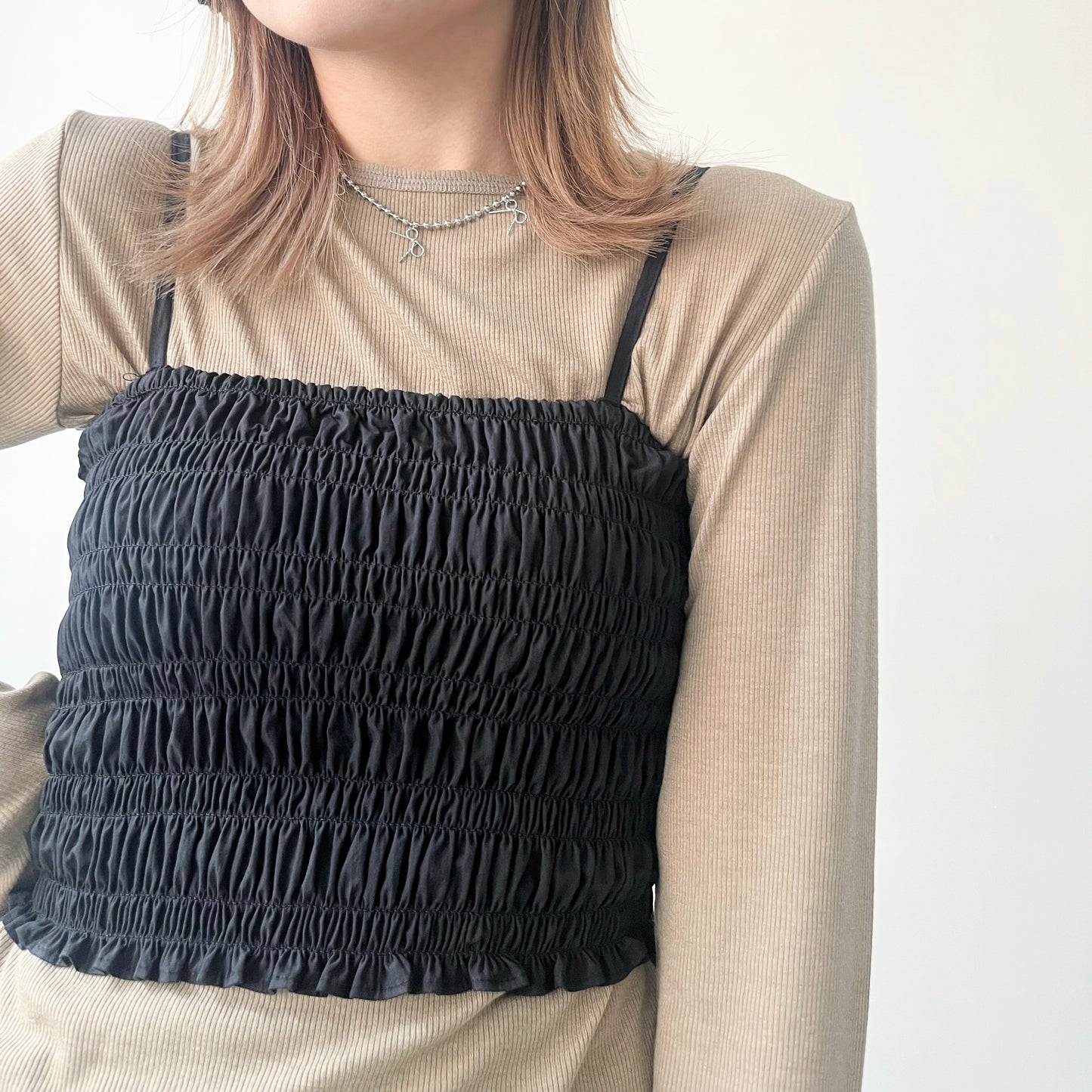 TP208- Crinkle Camisole Vest | Ivory | Grey | Black
