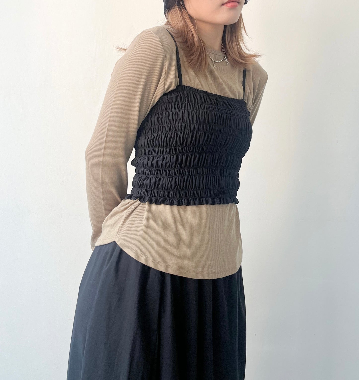 TP208- Crinkle Camisole Vest | Ivory | Grey | Black