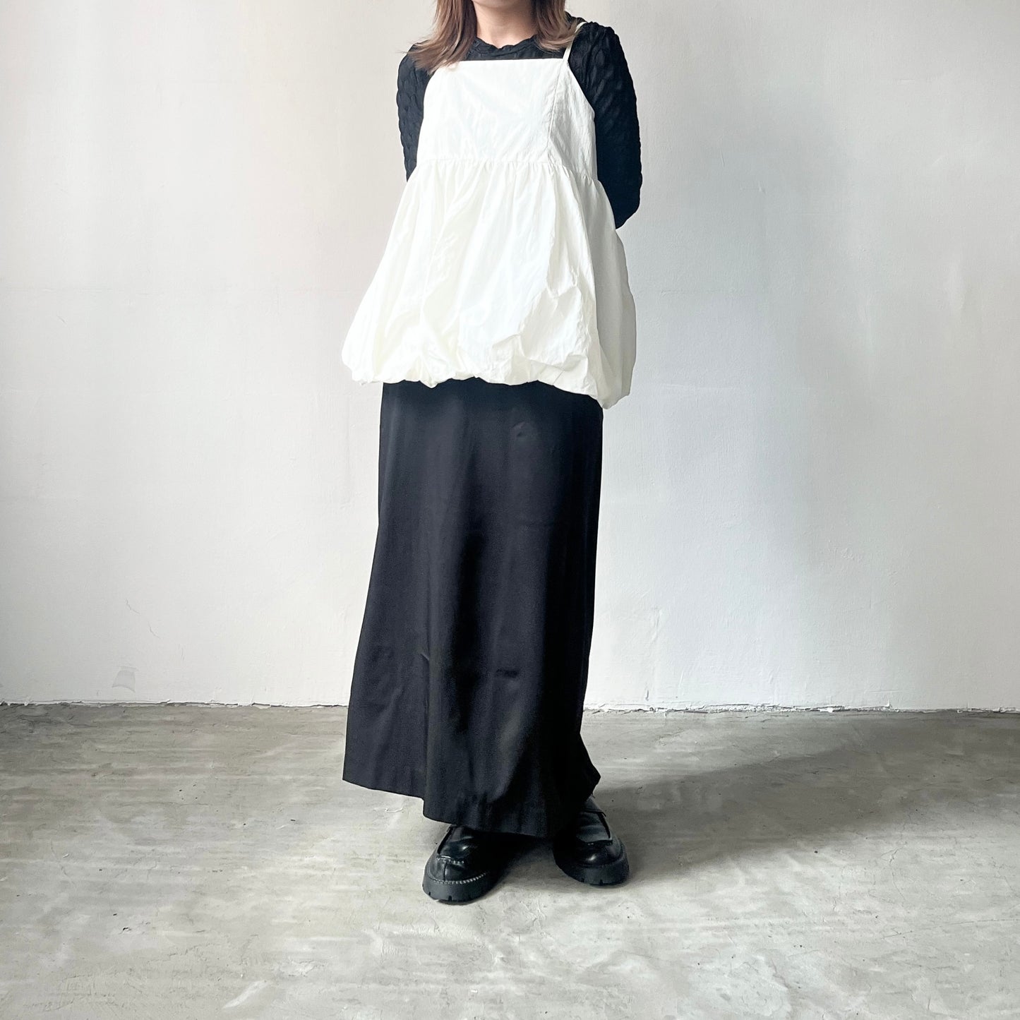 TP214- Bubble Camisole Top | White | Black