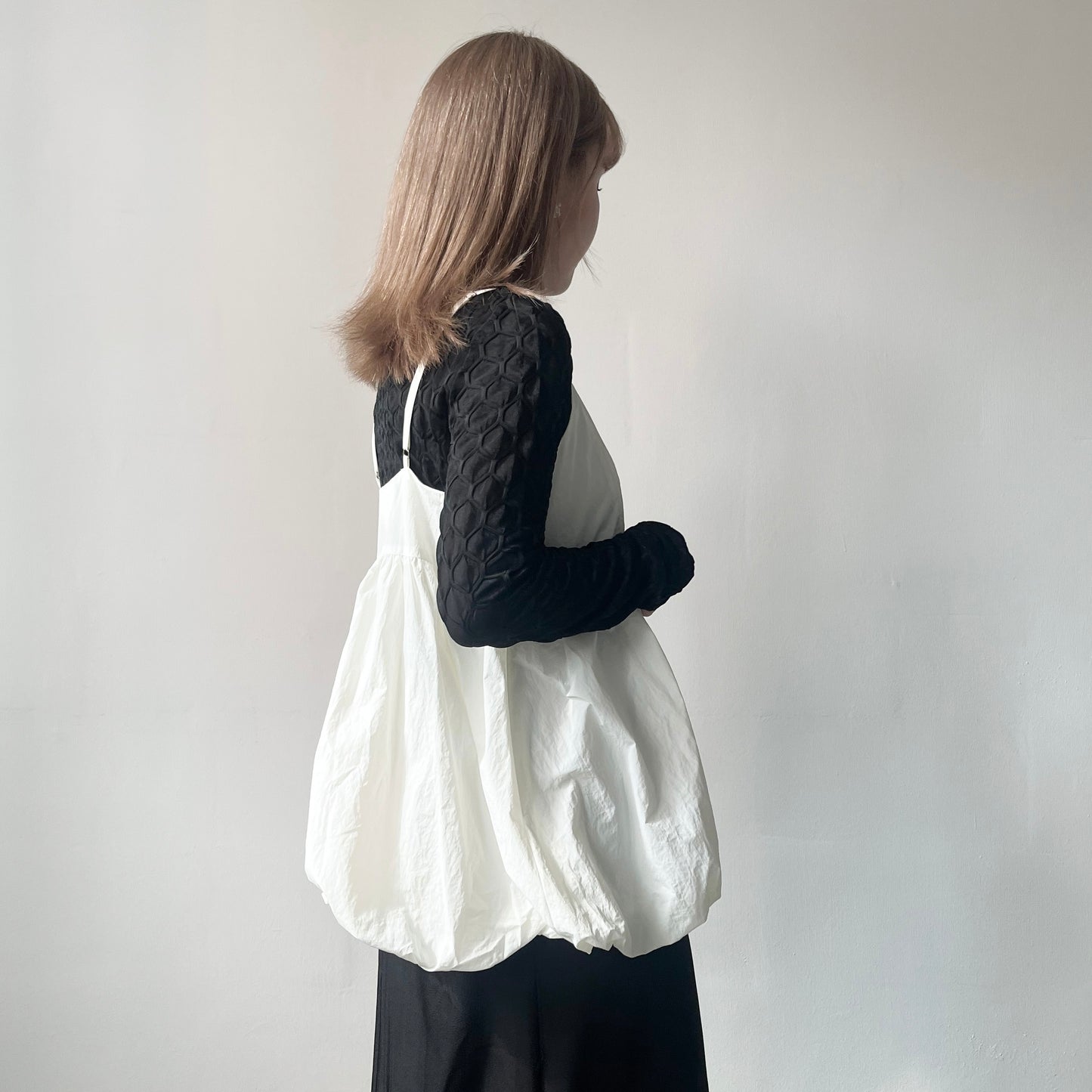 TP214- Bubble Camisole Top | White | Black