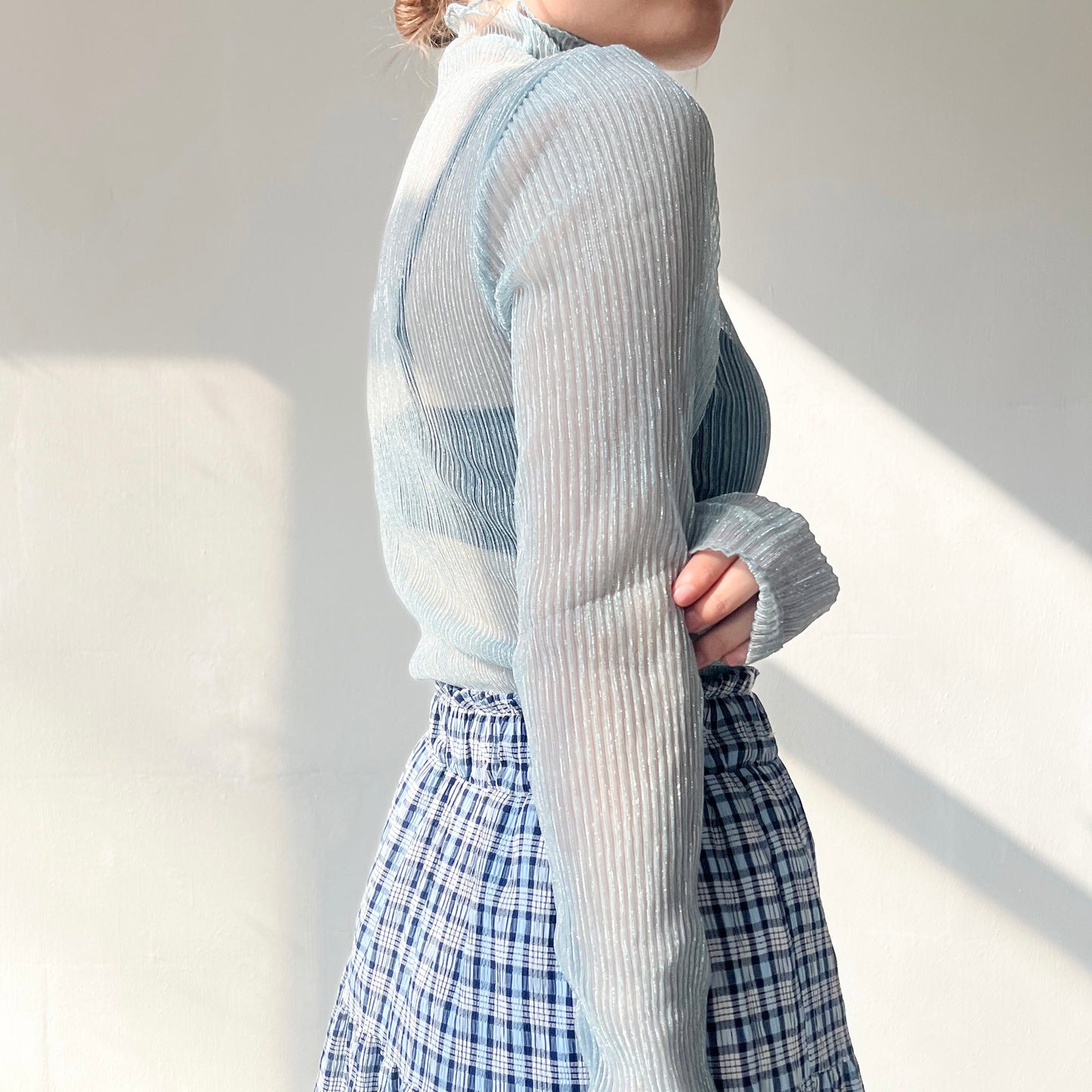 TP211- Bling Pleated Tee | Grey | Blue | Peach