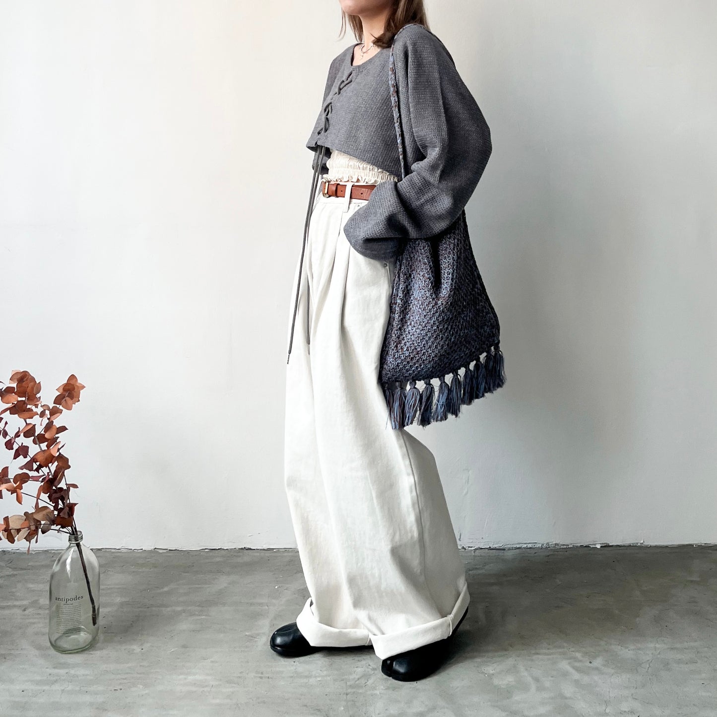( must have ! ) PT36- Pleated Wide leg Cotton Pants | Natural | Beige