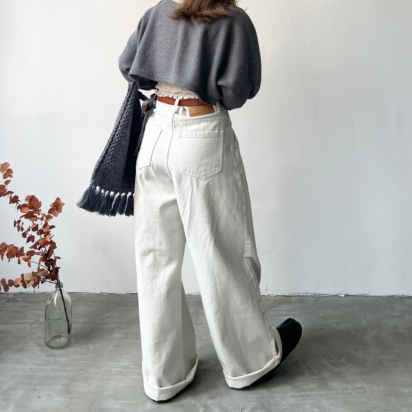 ( must have ! ) PT36- Pleated Wide leg Cotton Pants | Natural | Beige