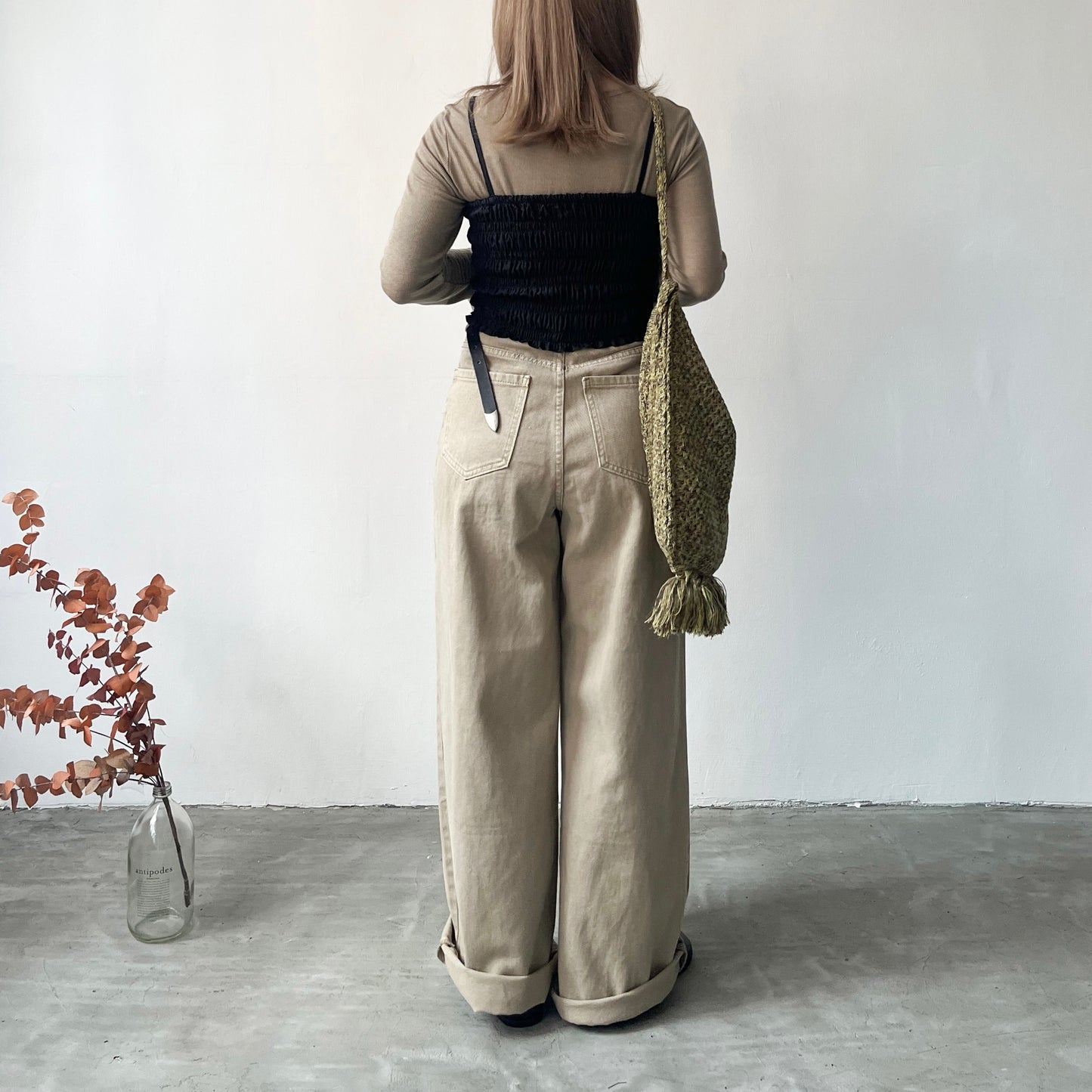 ( must have ! ) PT36- Pleated Wide leg Cotton Pants | Natural | Beige