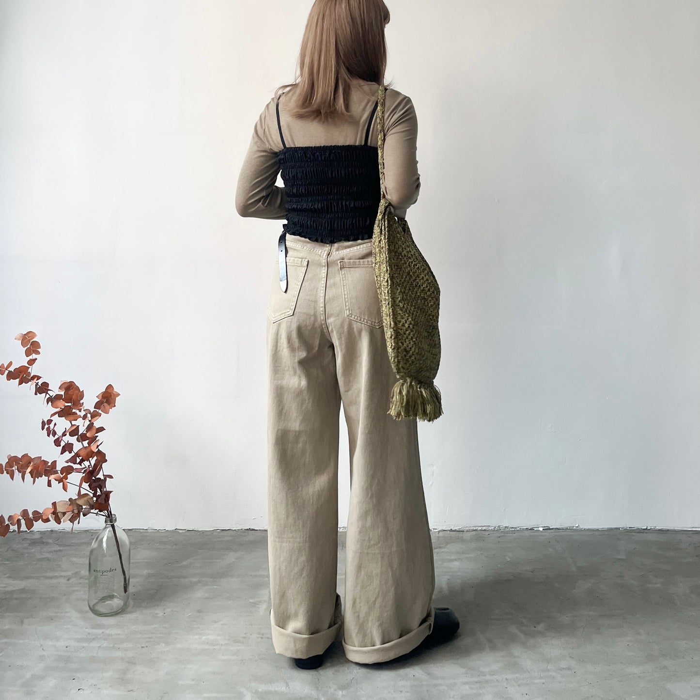 ( must have ! ) PT36- Pleated Wide leg Cotton Pants | Natural | Beige