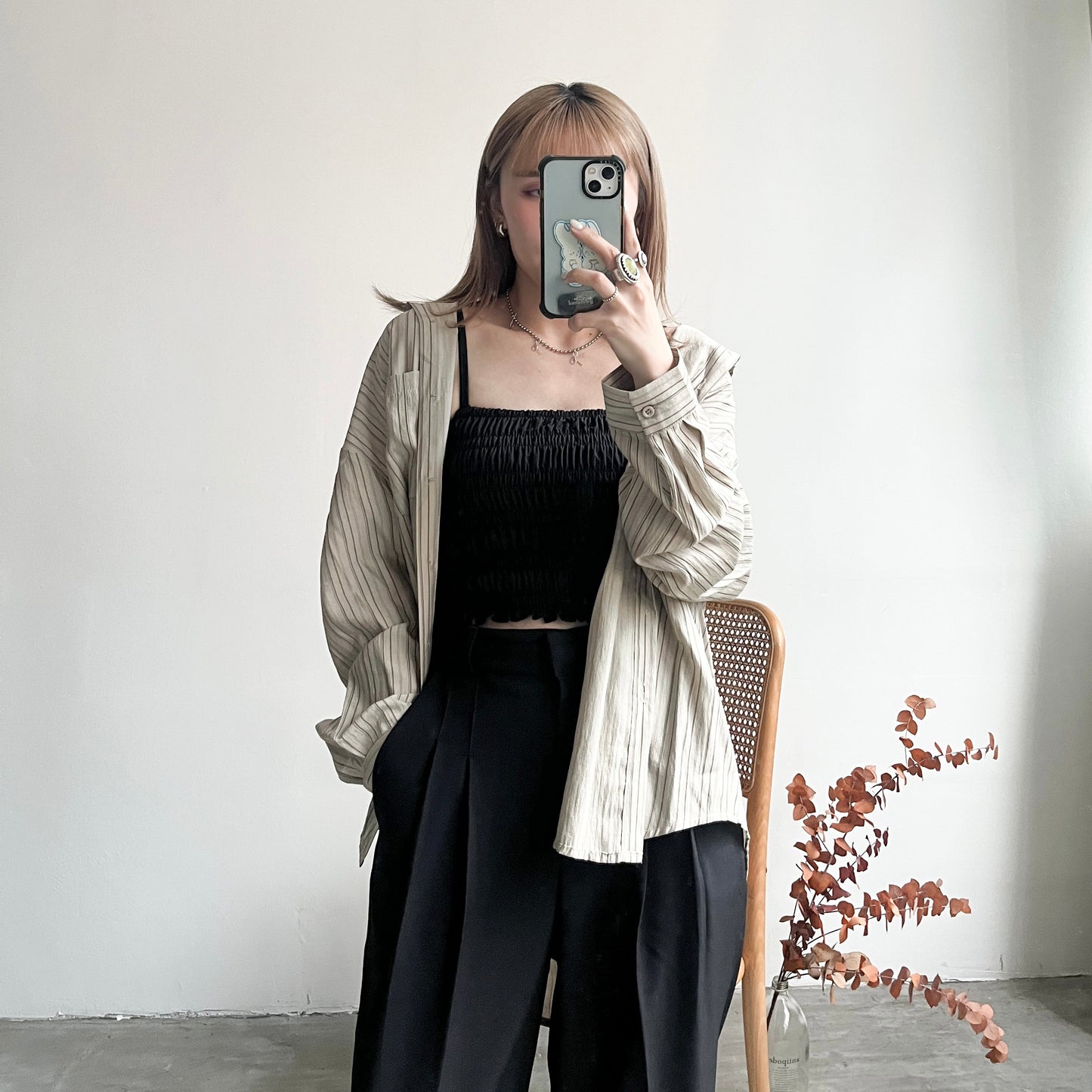 PT37- Pleated Trousers | Beige | Black