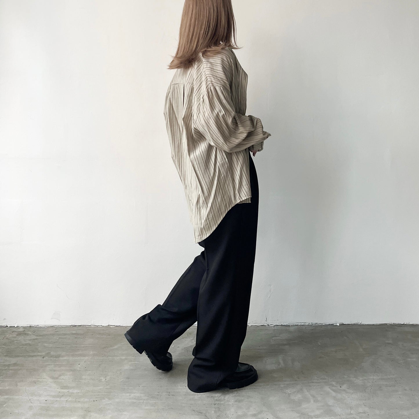 TP218- Stripe Line Shirt | Ivory | Khaki