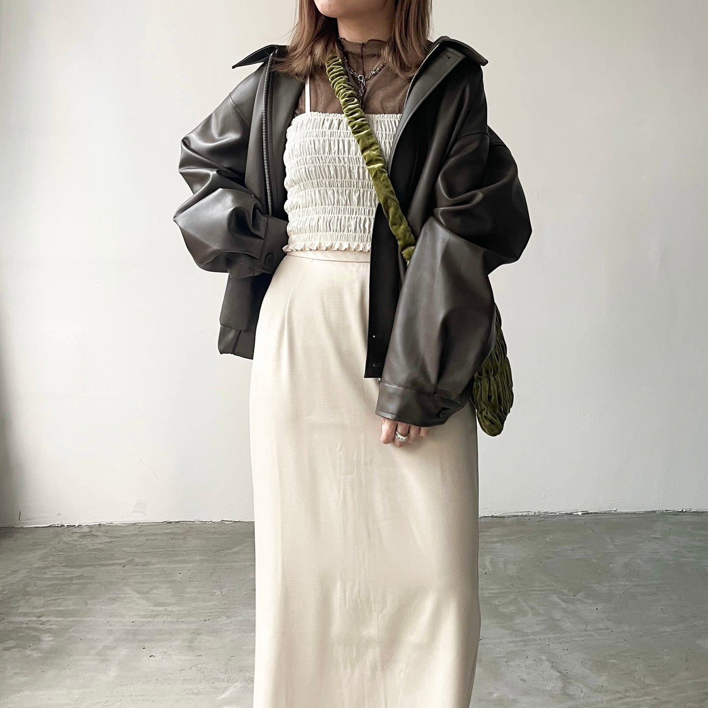 JK02- Leather oversize Jacket | Brown | Black