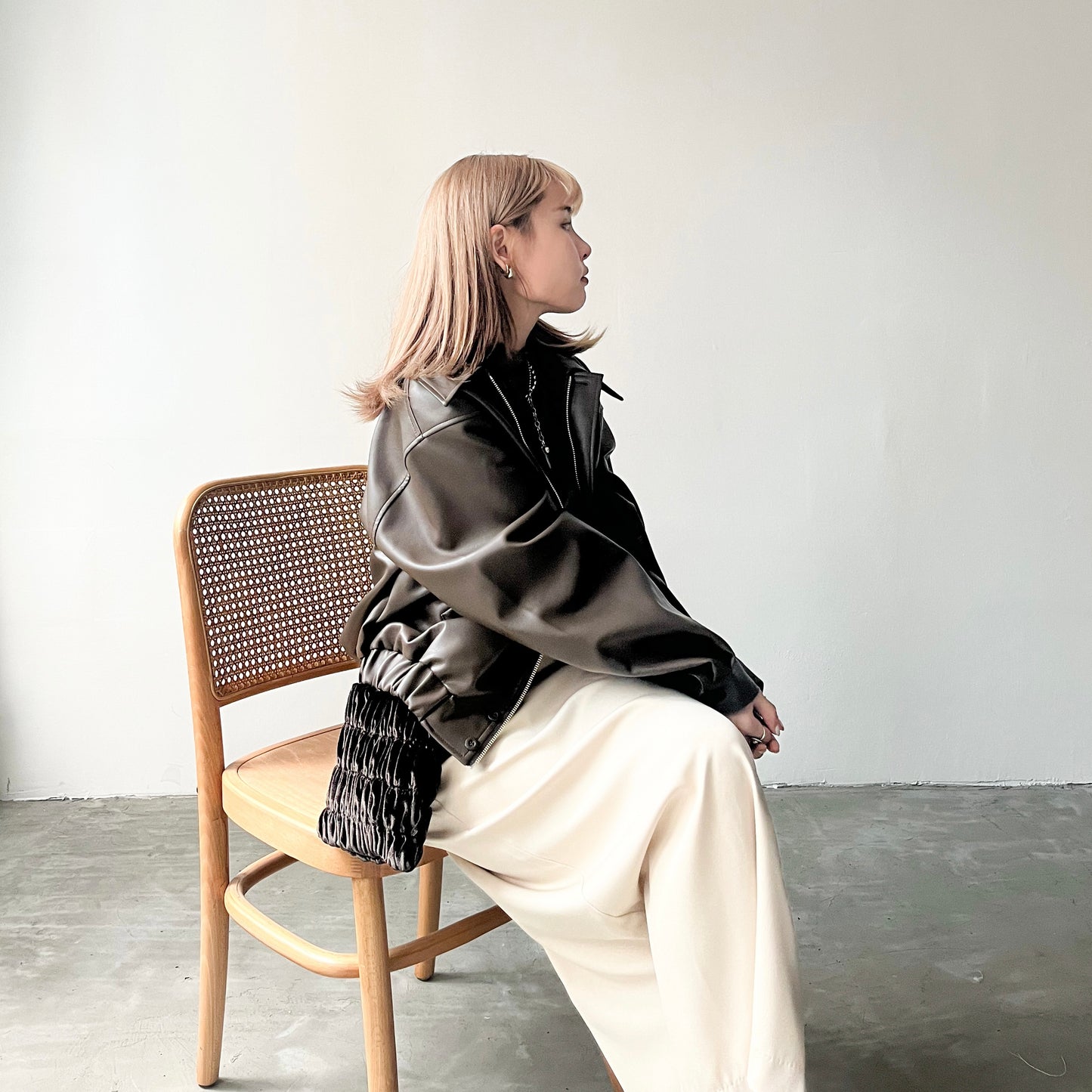 JK02- Leather oversize Jacket | Brown | Black