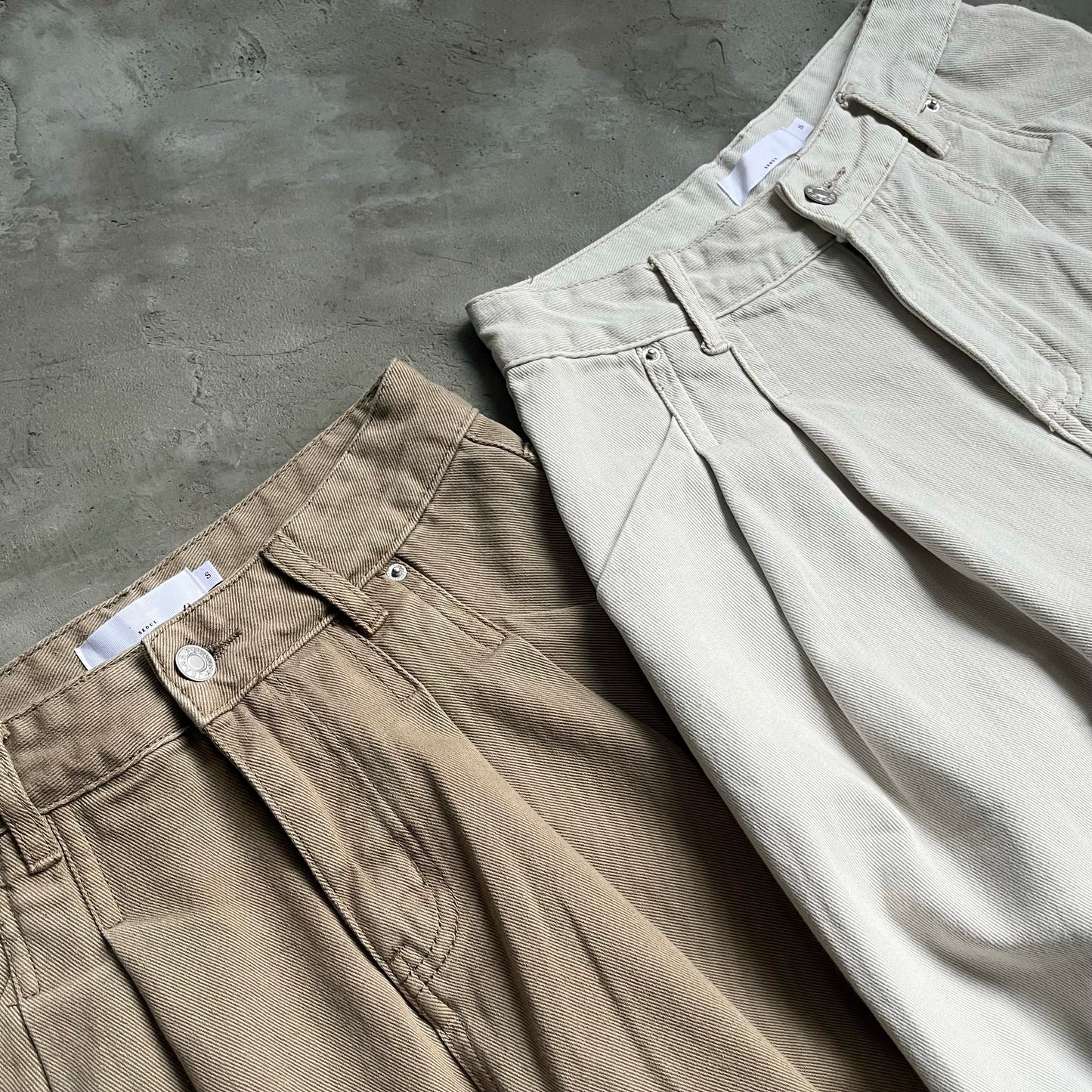 ( must have ! ) PT36- Pleated Wide leg Cotton Pants | Natural | Beige