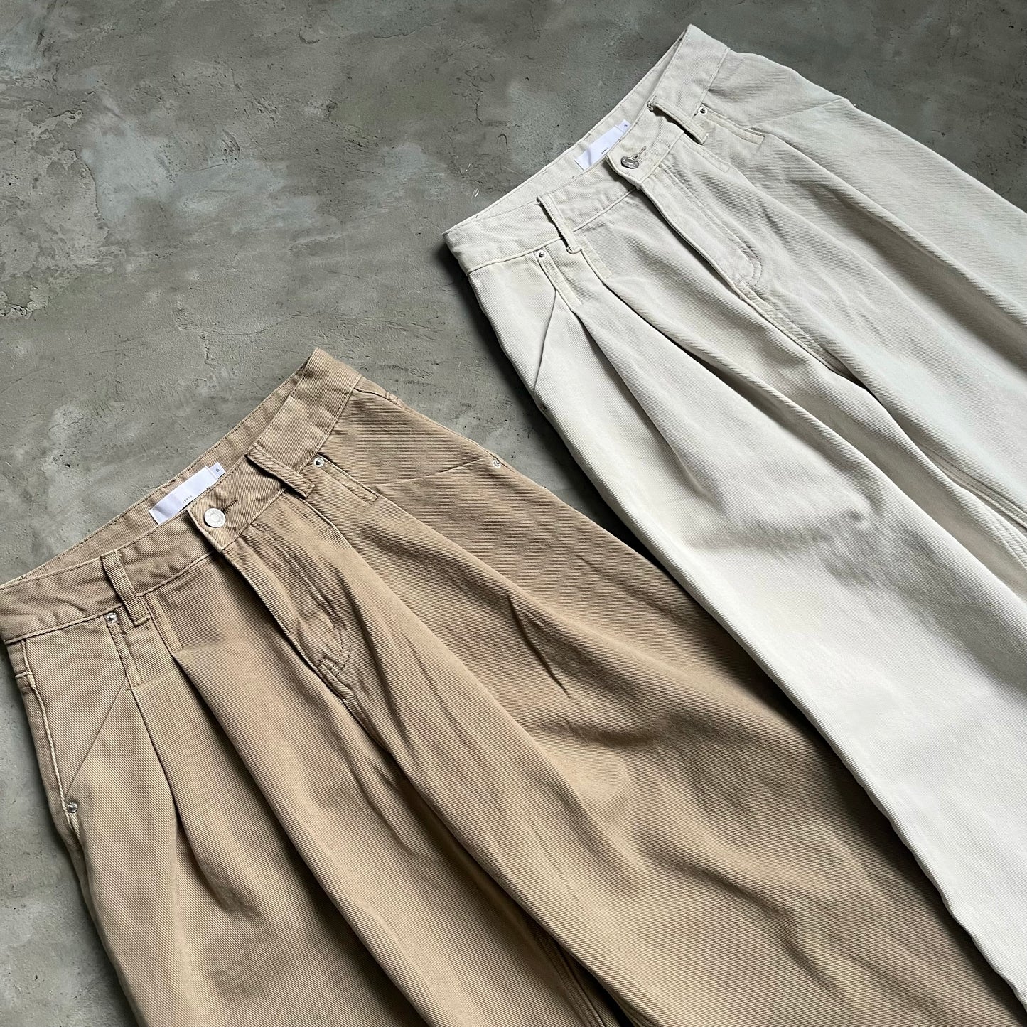 ( must have ! ) PT36- Pleated Wide leg Cotton Pants | Natural | Beige
