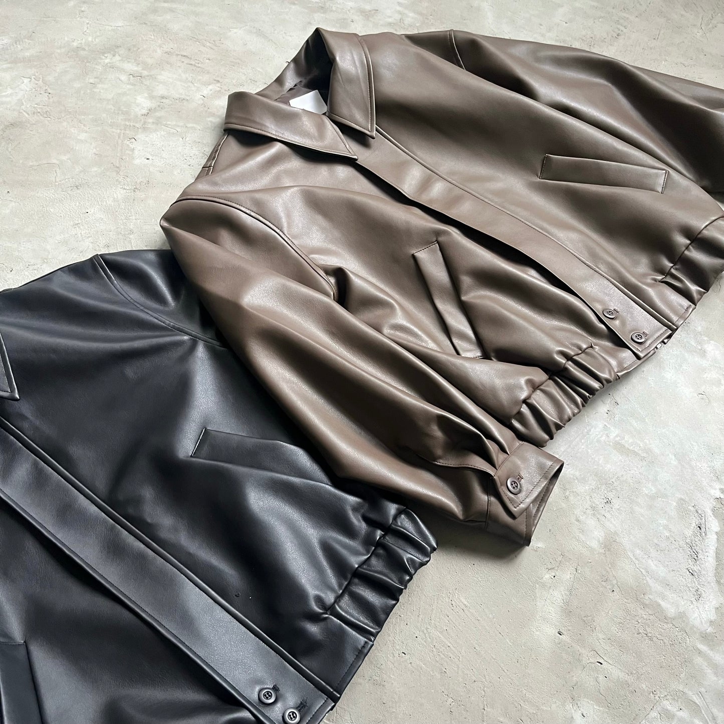 JK02- Leather oversize Jacket | Brown | Black