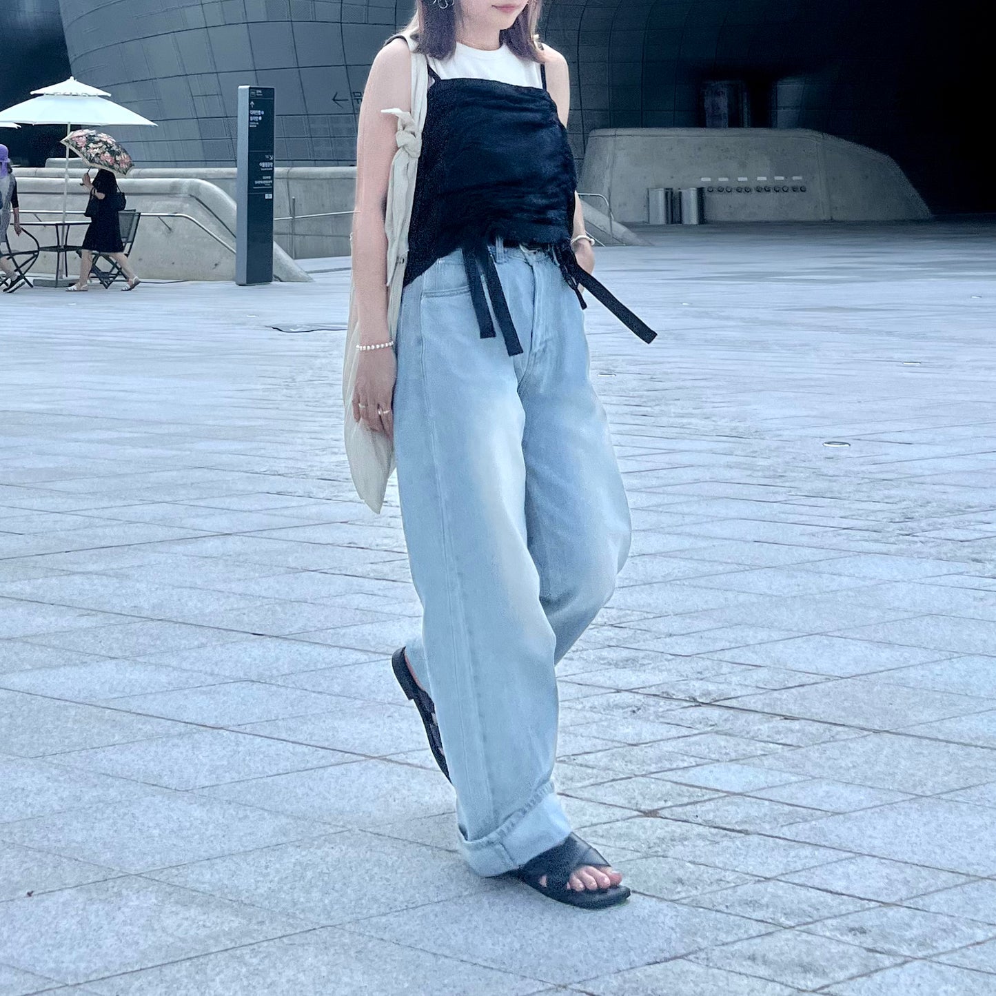 🇰🇷連線新品 TP174- Ribbon Camisole Top - Black