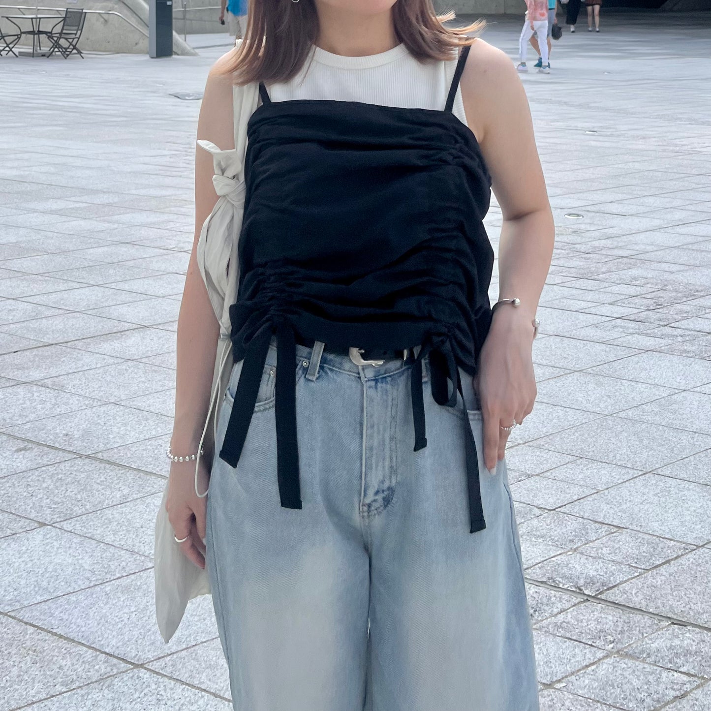 🇰🇷連線新品 TP174- Ribbon Camisole Top - Black