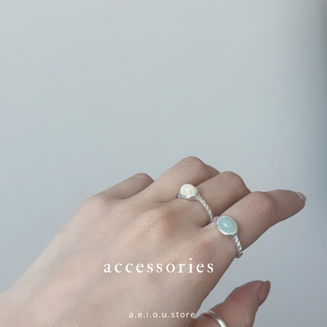 🇰🇷連線新品 AC73 - Color Beams Ring | Ivory | Blue GReen