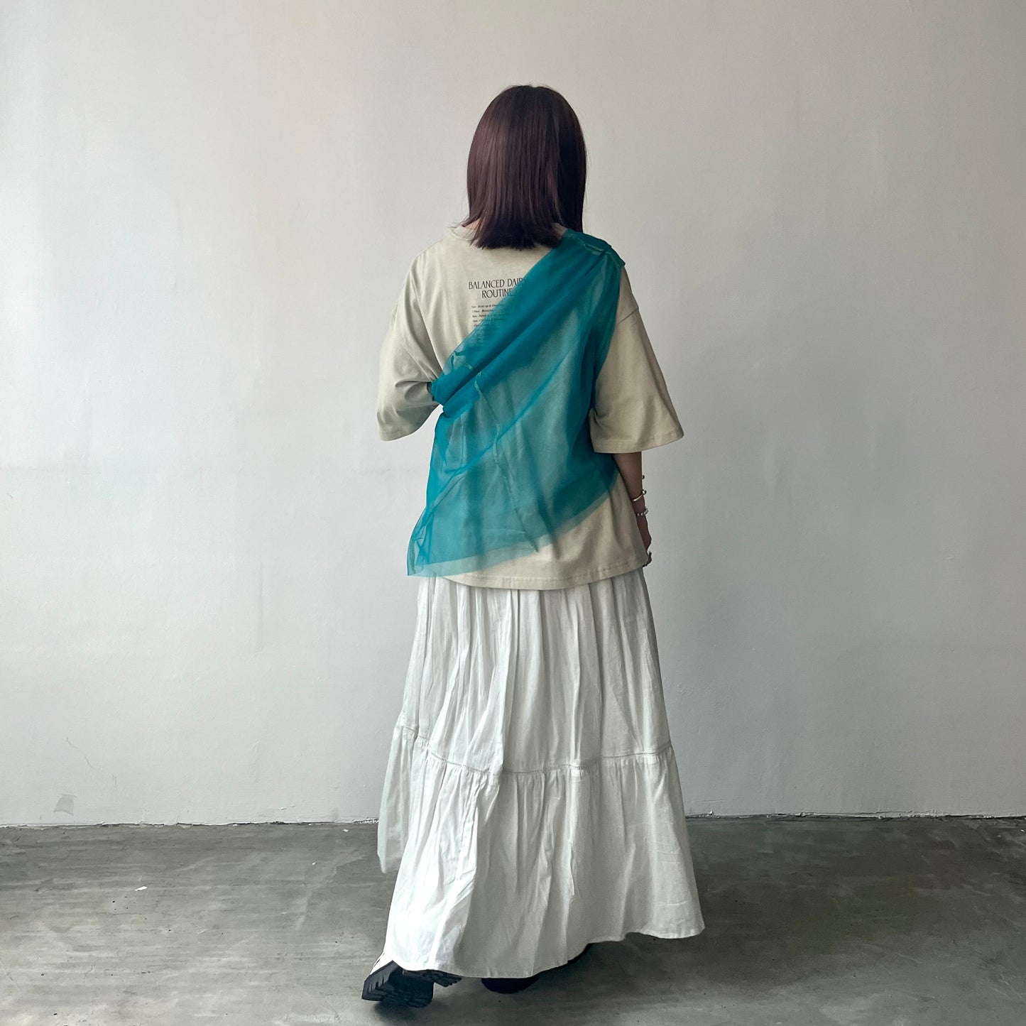 SK38- India Colourful Cotton Skirt | Grey | Green