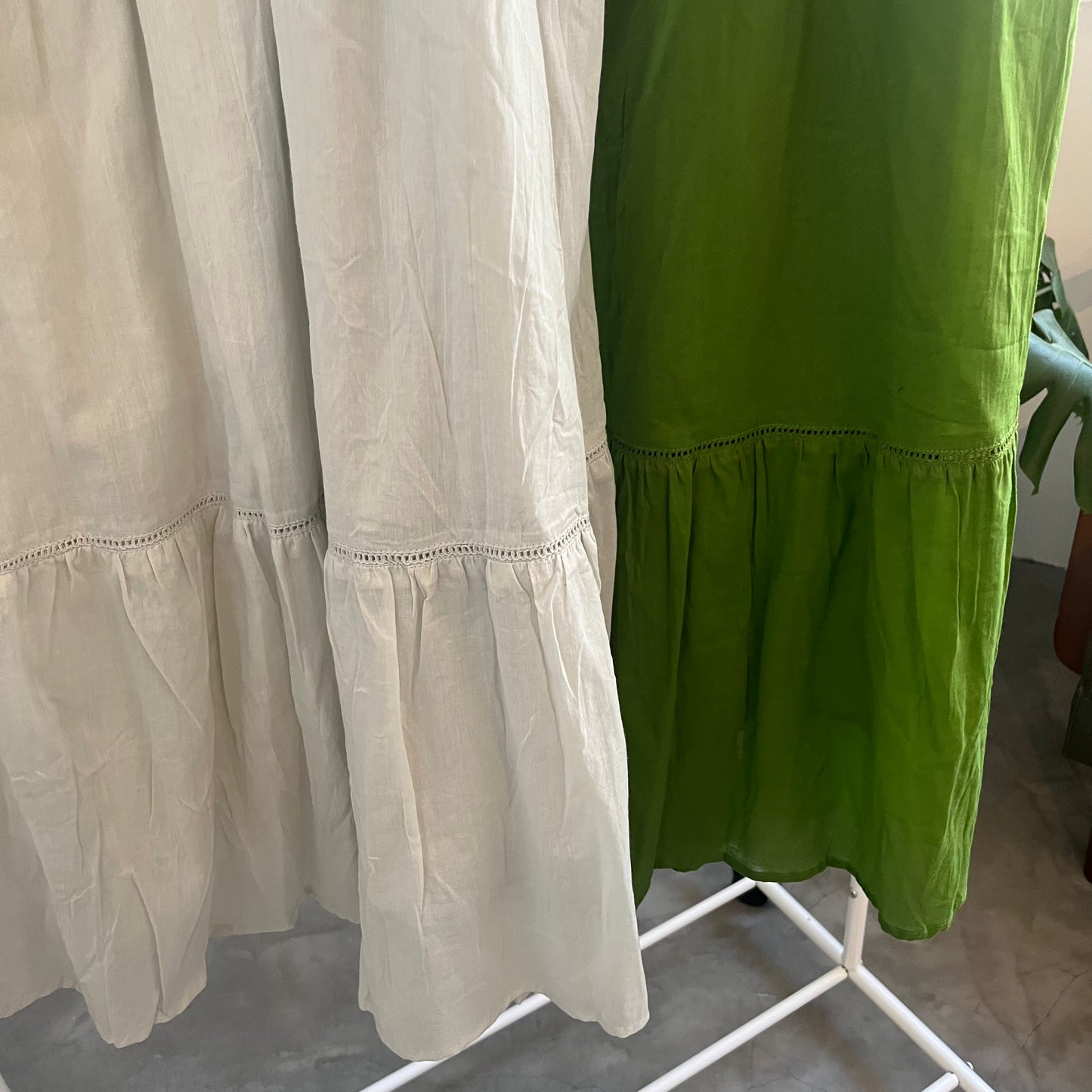 SK38- India Colourful Cotton Skirt | Grey | Green