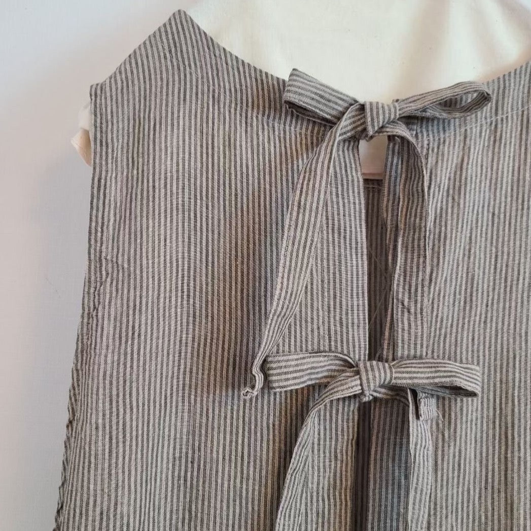2 Way Ribbon Stripe Linen One Piece