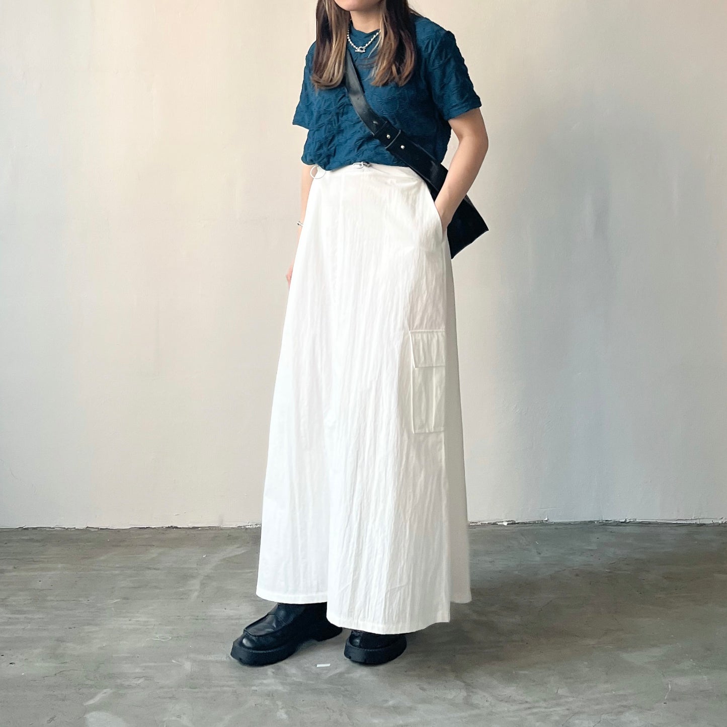 SK15- windbreaker skirt | White | Grey | Pink
