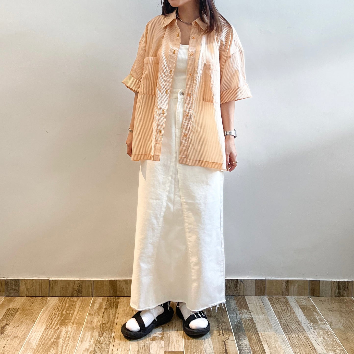 Stripe Short Sleeve Big Shirt