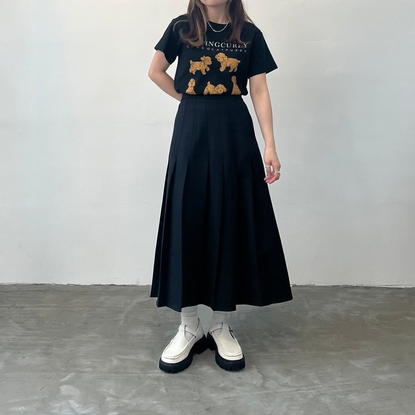 SK18- Pleated Skirt | Grey | Black