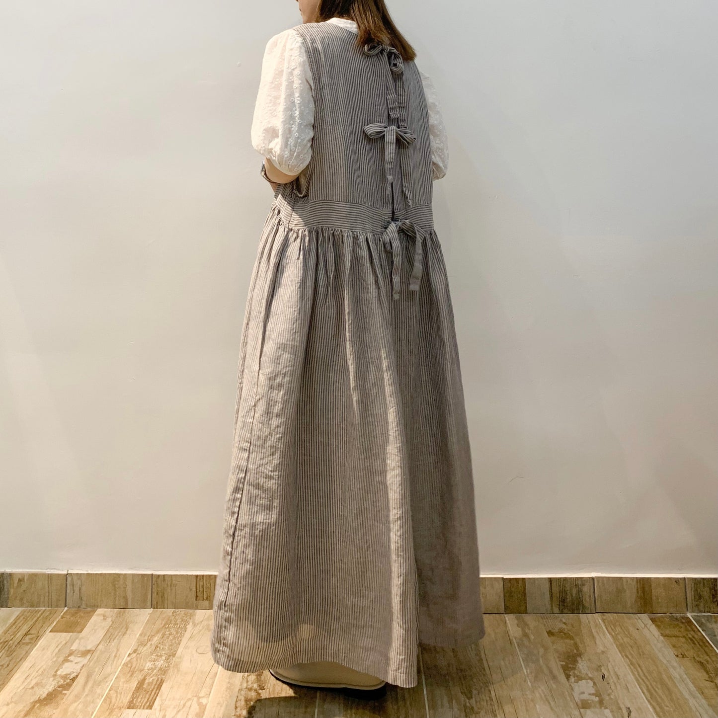 2 Way Ribbon Stripe Linen One Piece