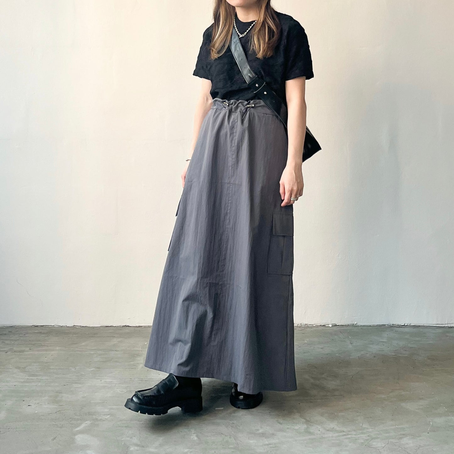 SK15- windbreaker skirt | White | Grey | Pink